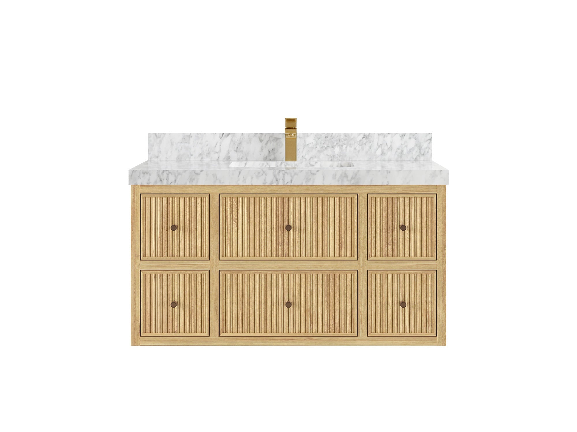 Sonoma Reeded Floating Teak 42 in. W x 22 in. D Single Sink Bathroom Vanity