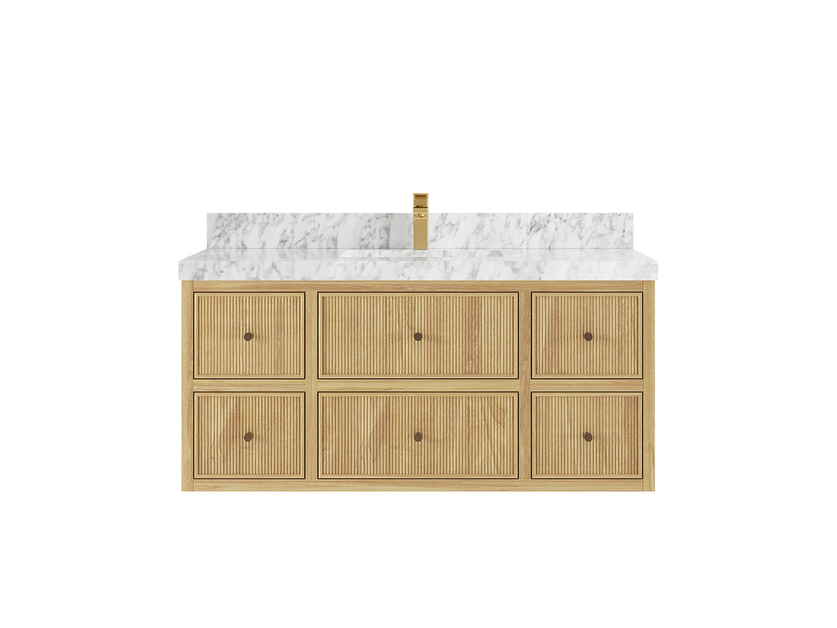 Sonoma Reeded Floating Teak 48 in. W x 22 in. D Single Sink Bathroom Vanity