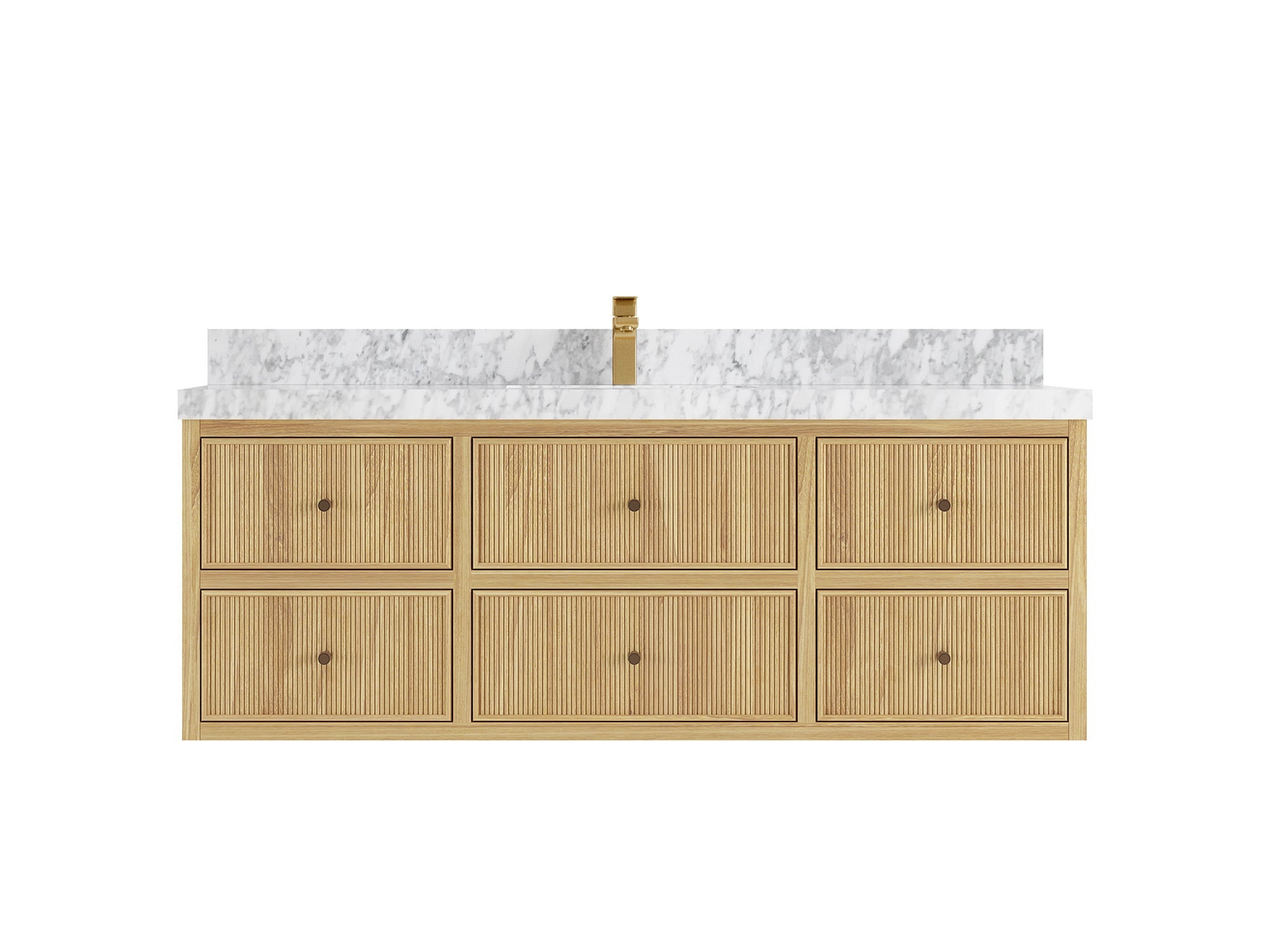 Sonoma Reeded Floating Teak Wood 60 in. W x 22 in. D Single Sink Bathroom Vanity