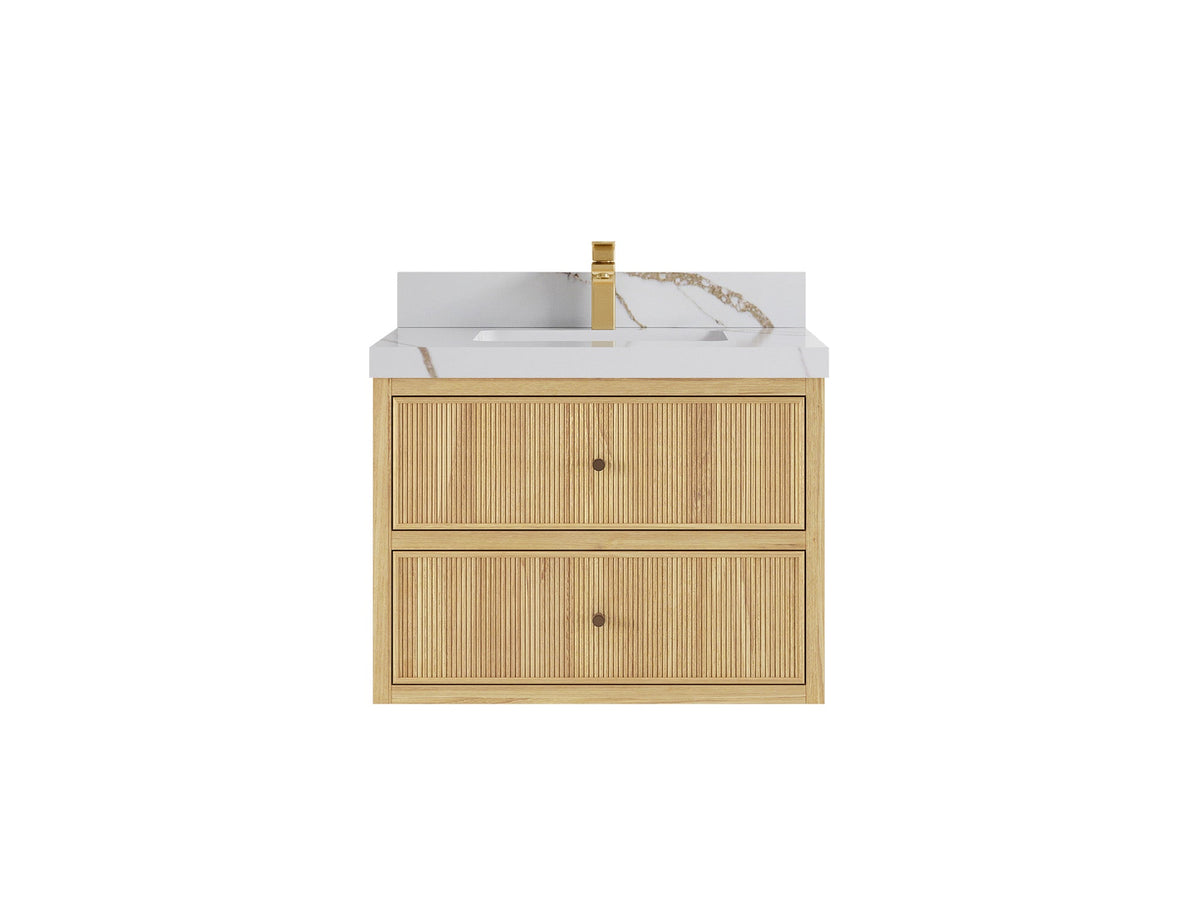 Sonoma Floating Teak 30 in. W x 22 in. D Single Sink Bathroom Vanity