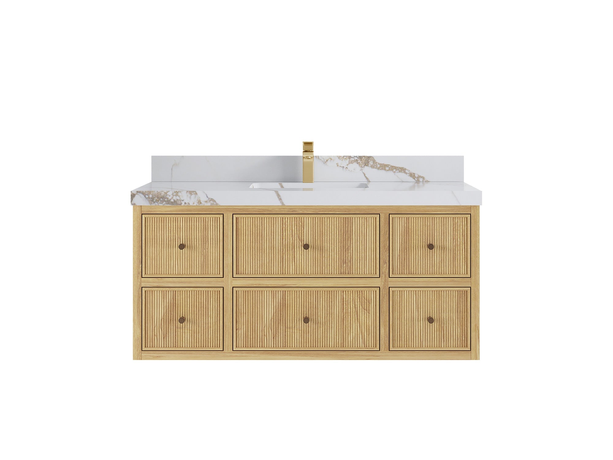 Sonoma Reeded Floating Teak 48 in. W x 22 in. D Single Sink Bathroom Vanity