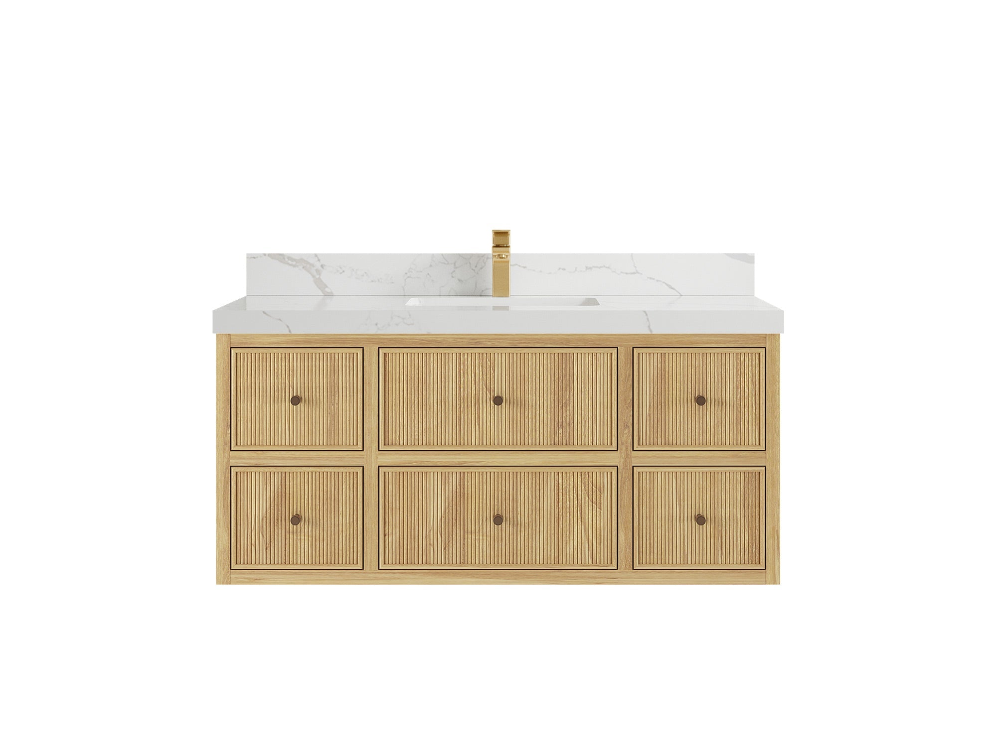 Sonoma Reeded Floating Teak 48 in. W x 22 in. D Single Sink Bathroom Vanity