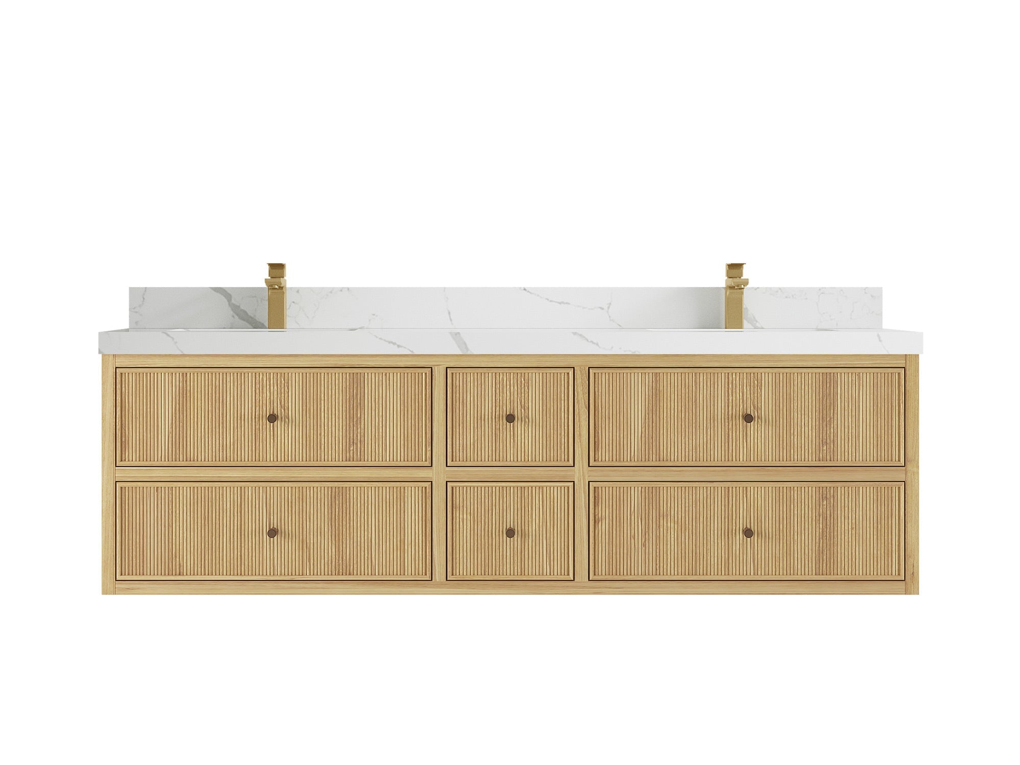 Sonoma Reeded Floating Teak 72 in. W x 22 in. D Double Sink Bathroom Vanity