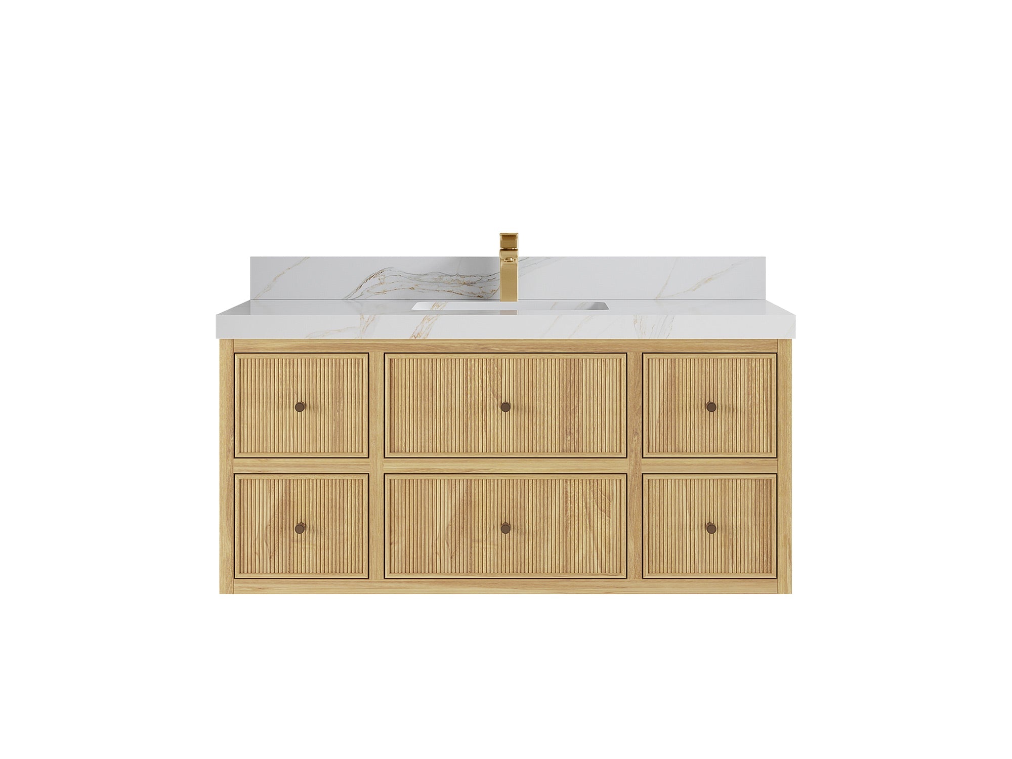 Sonoma Reeded Floating Teak 48 in. W x 22 in. D Single Sink Bathroom Vanity