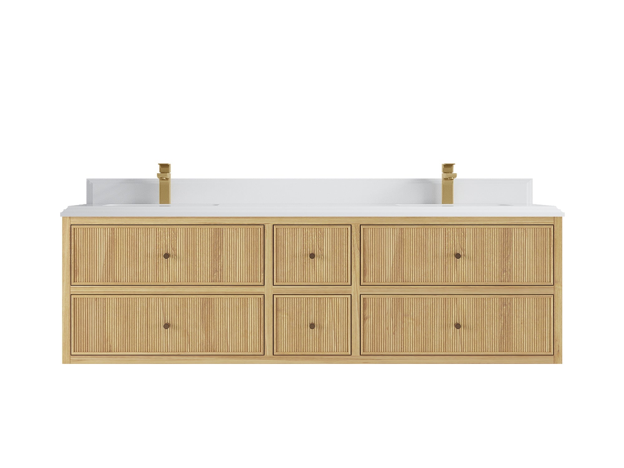 Sonoma Reeded Floating Teak 72 in. W x 22 in. D Double Sink Bathroom Vanity