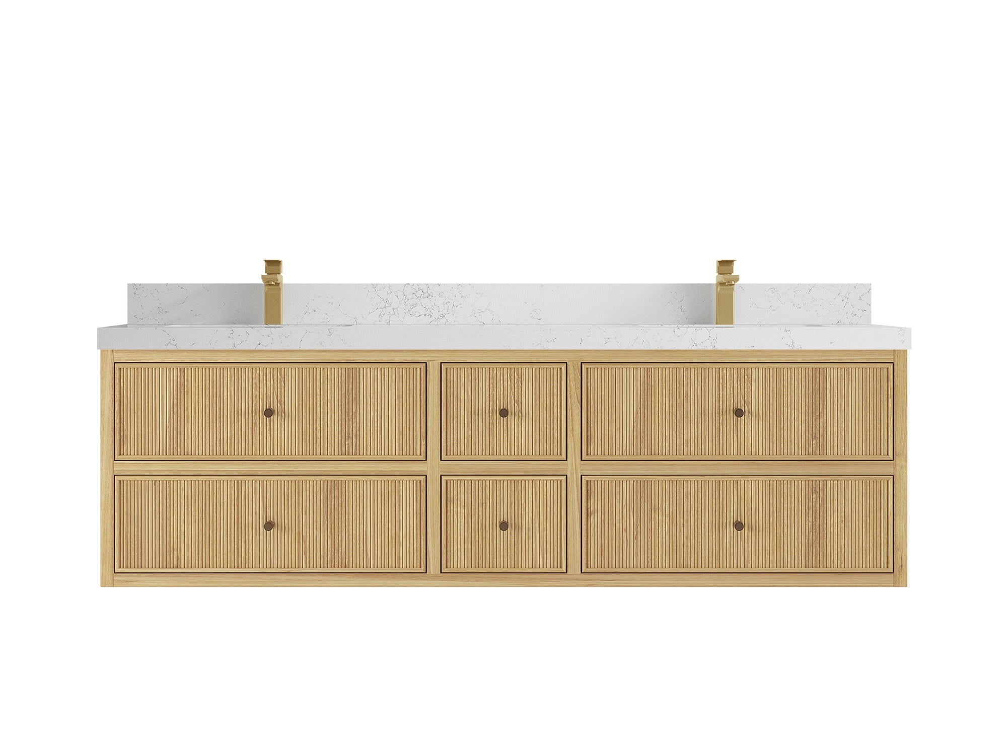 Sonoma Reeded Floating Teak 72 in. W x 22 in. D Double Sink Bathroom Vanity