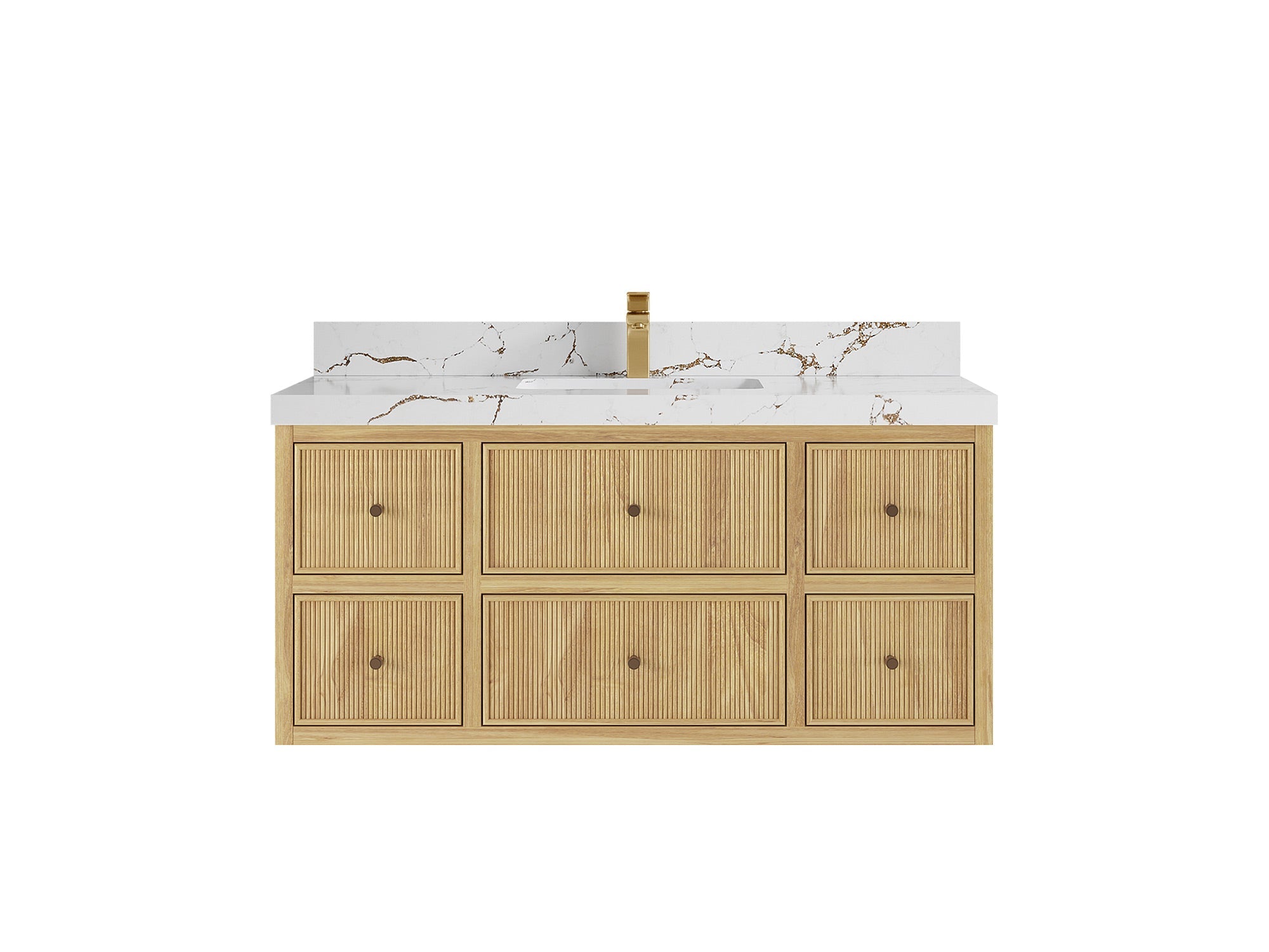 Sonoma Reeded Floating Teak 48 in. W x 22 in. D Single Sink Bathroom Vanity