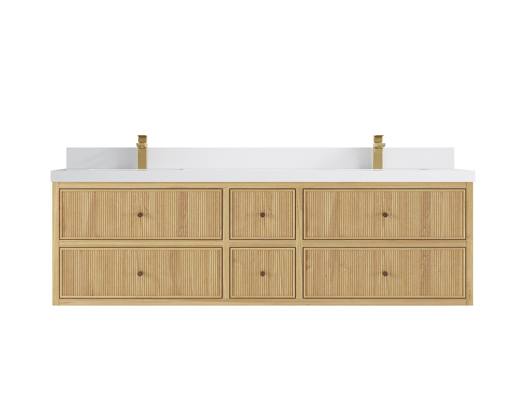 Sonoma Reeded Floating Teak 72 in. W x 22 in. D Double Sink Bathroom Vanity