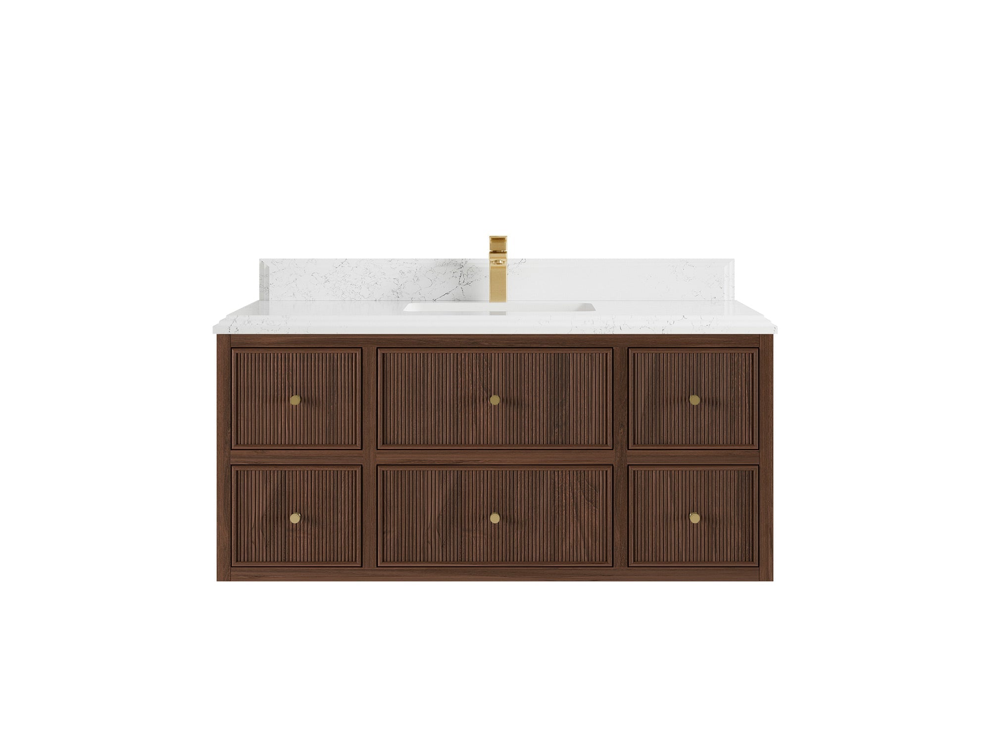 Sonoma Reeded Floating Teak 48 in. W x 22 in. D Single Sink Bathroom Vanity