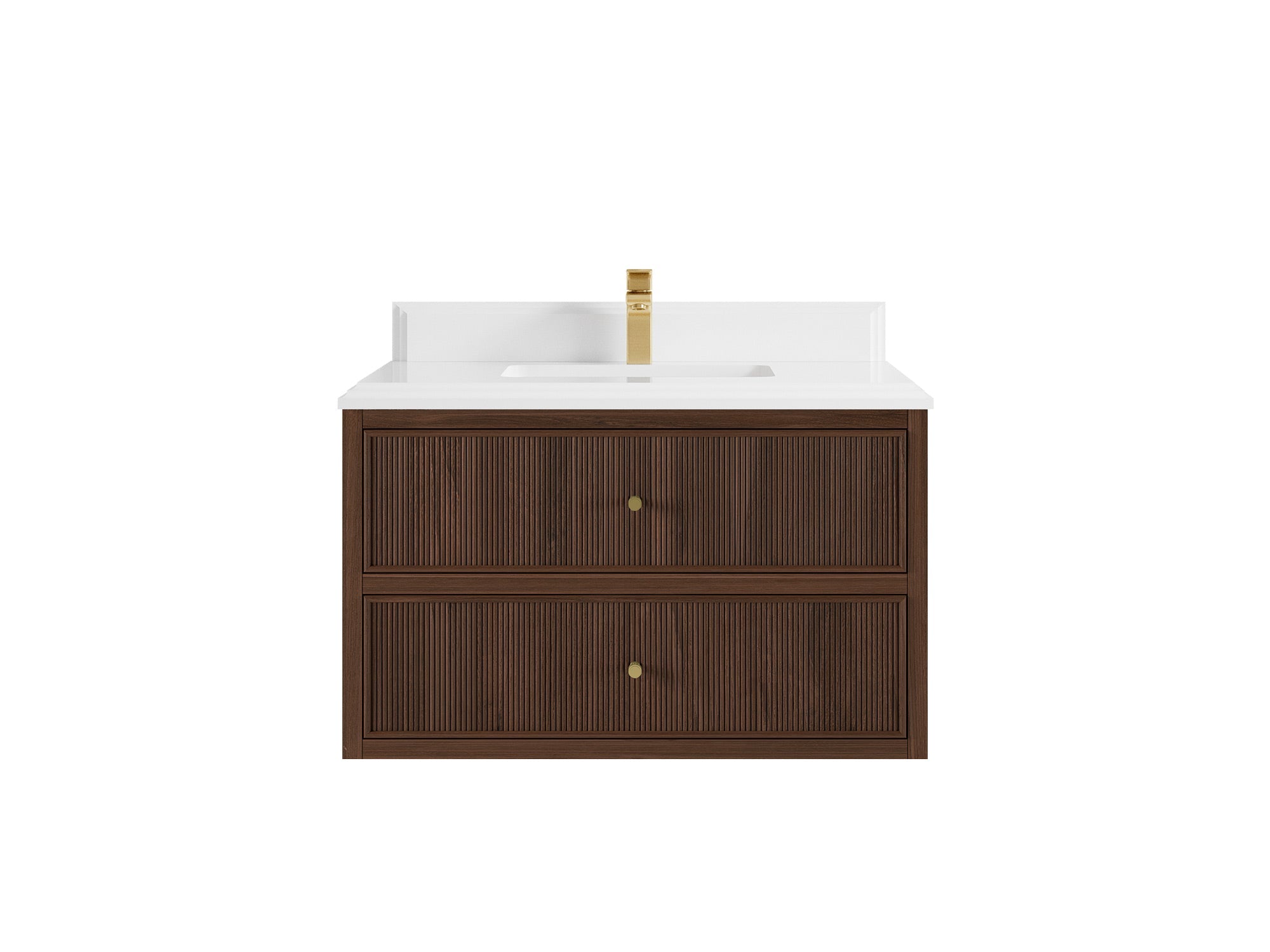 Sonoma Reeded Floating Teak 36 in. W x 22 in. D Center Sink Bathroom Vanity