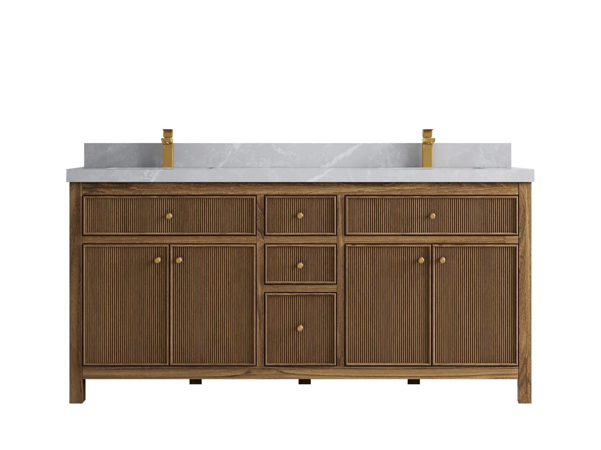 Sonoma Reeded Teak Wood 72 in. W x 22 in. D Double Sink Bathroom Vanity
