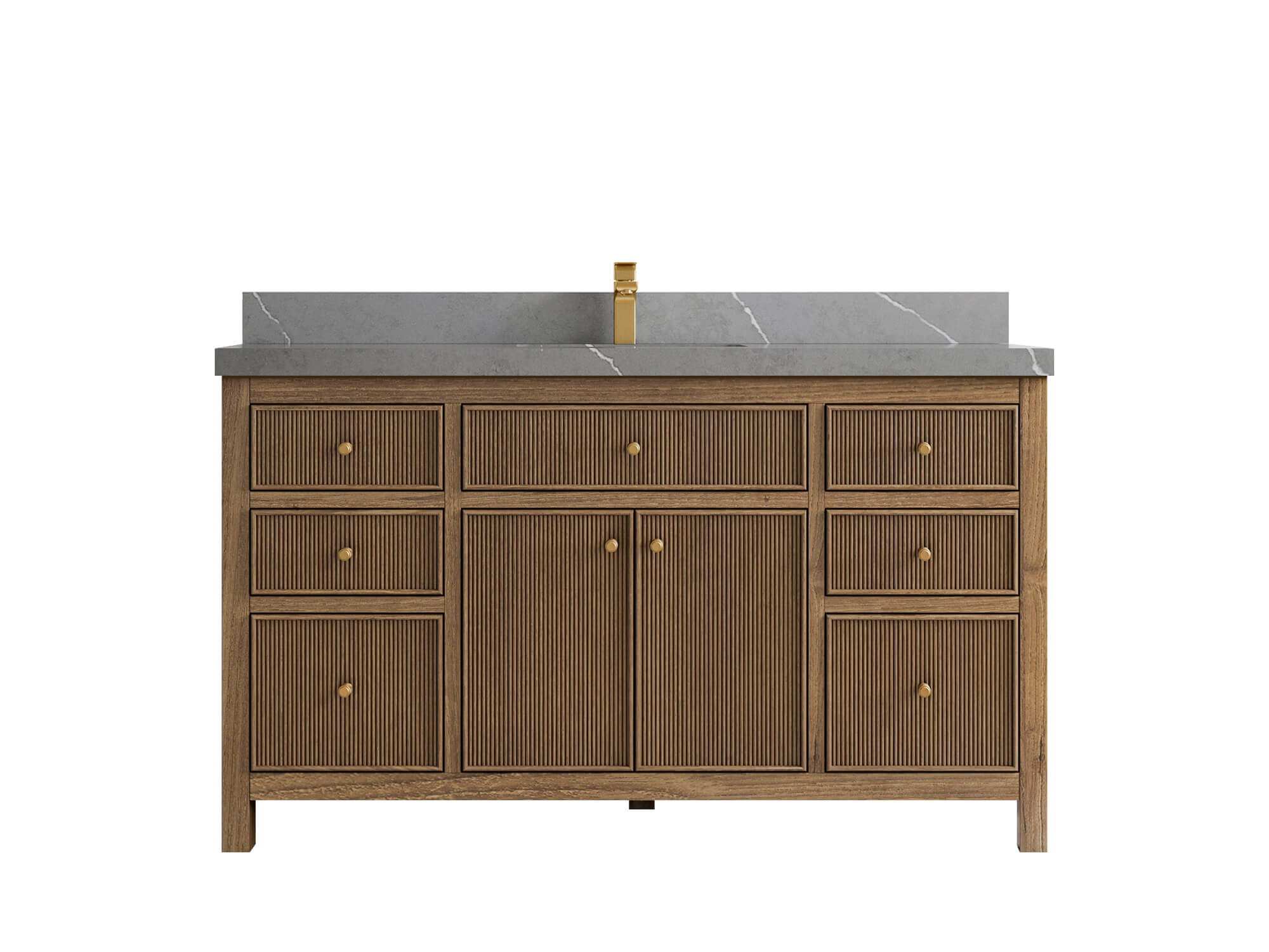 Sonoma Reeded Teak Wood 60 in. W x 22 in. D Single Sink Bathroom Vanity