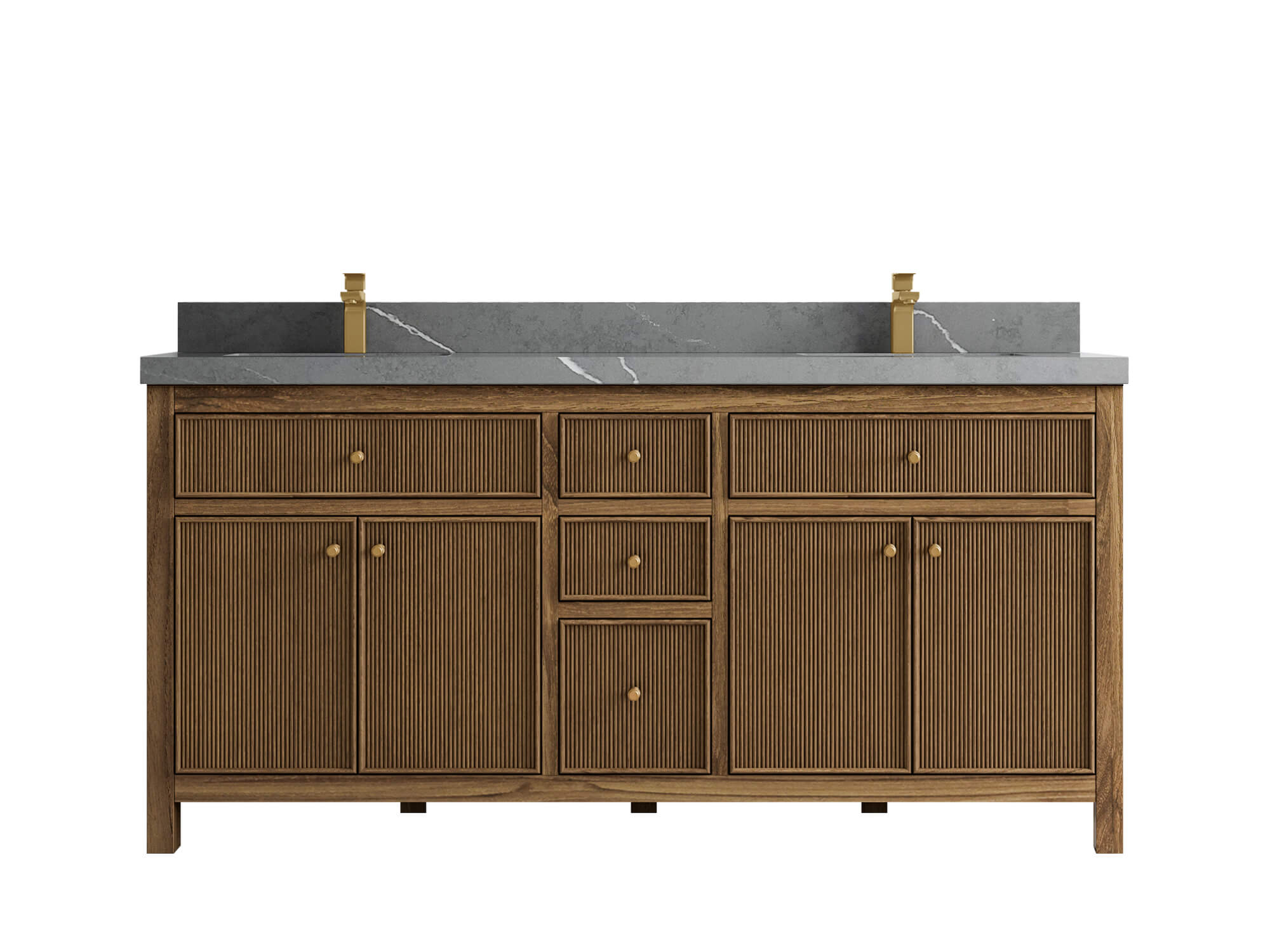 Sonoma Reeded Teak Wood 72 in. W x 22 in. D Double Sink Bathroom Vanity