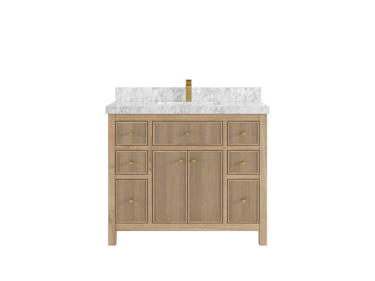 Sonoma Reeded Teak Wood 42 in. W x 22 in. D Single Sink Bathroom Vanity