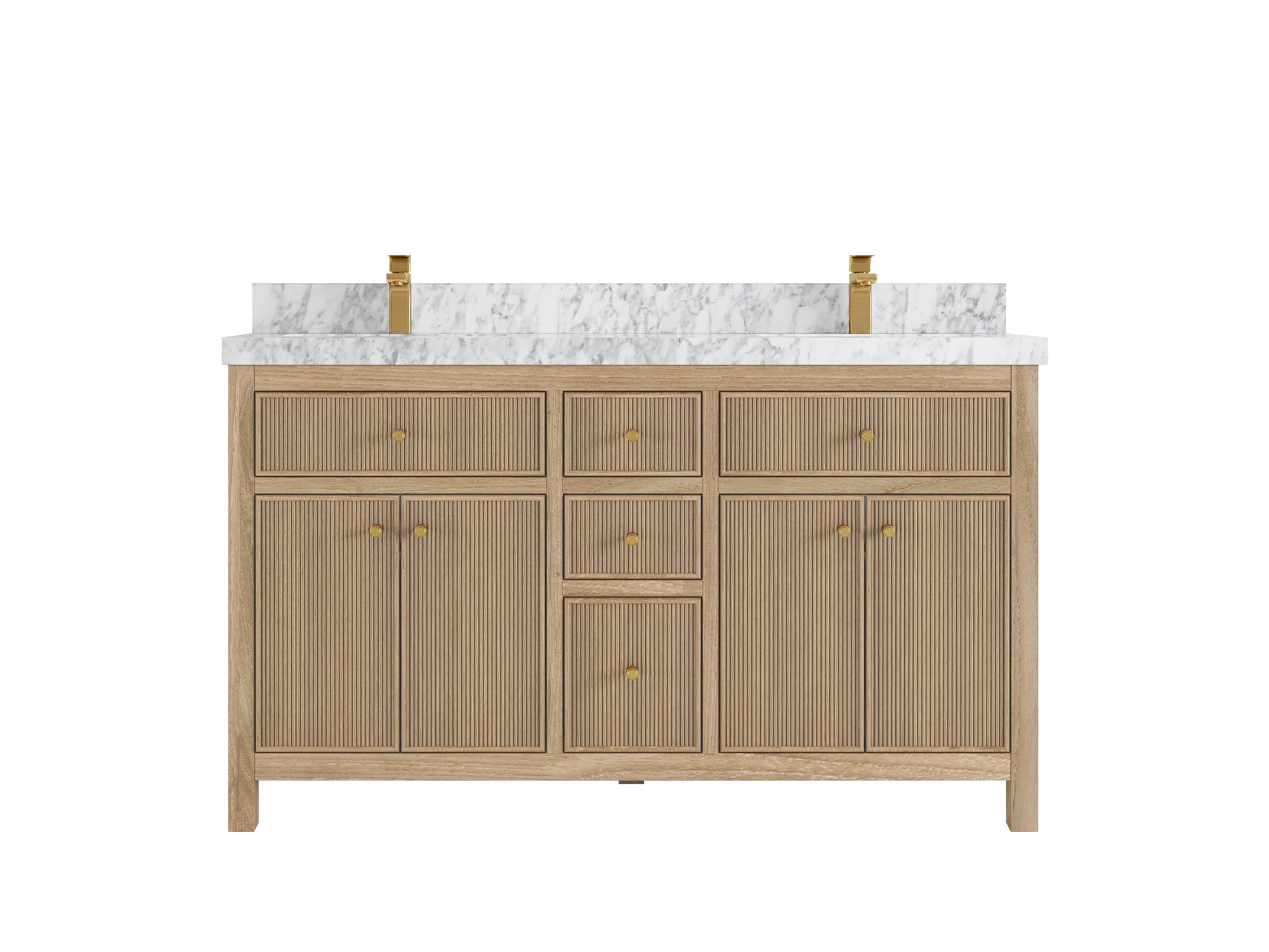 Sonoma Reeded Teak Wood 60 in. W x 22 in. D Double Sink Bathroom Vanity