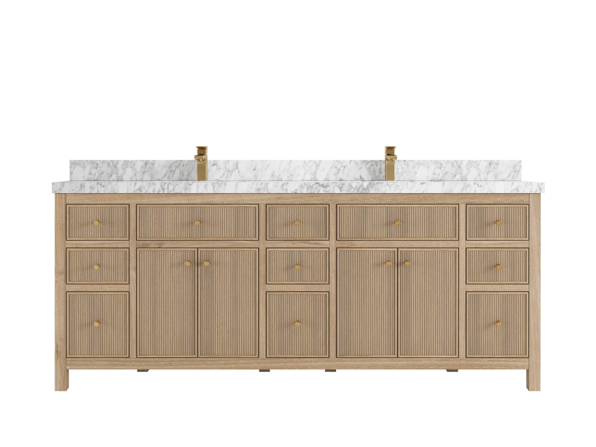 Sonoma Reeded Teak Wood 84 in. W x 22 in. D Double Sink Bathroom Vanity