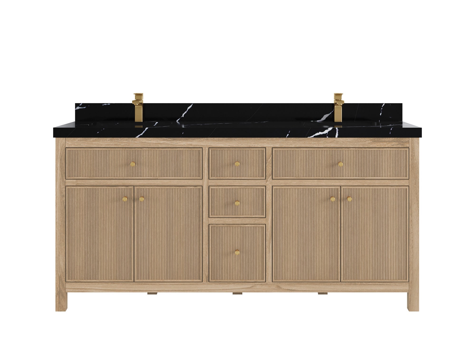Sonoma Reeded Teak Wood 72 in. W x 22 in. D Double Sink Bathroom Vanity