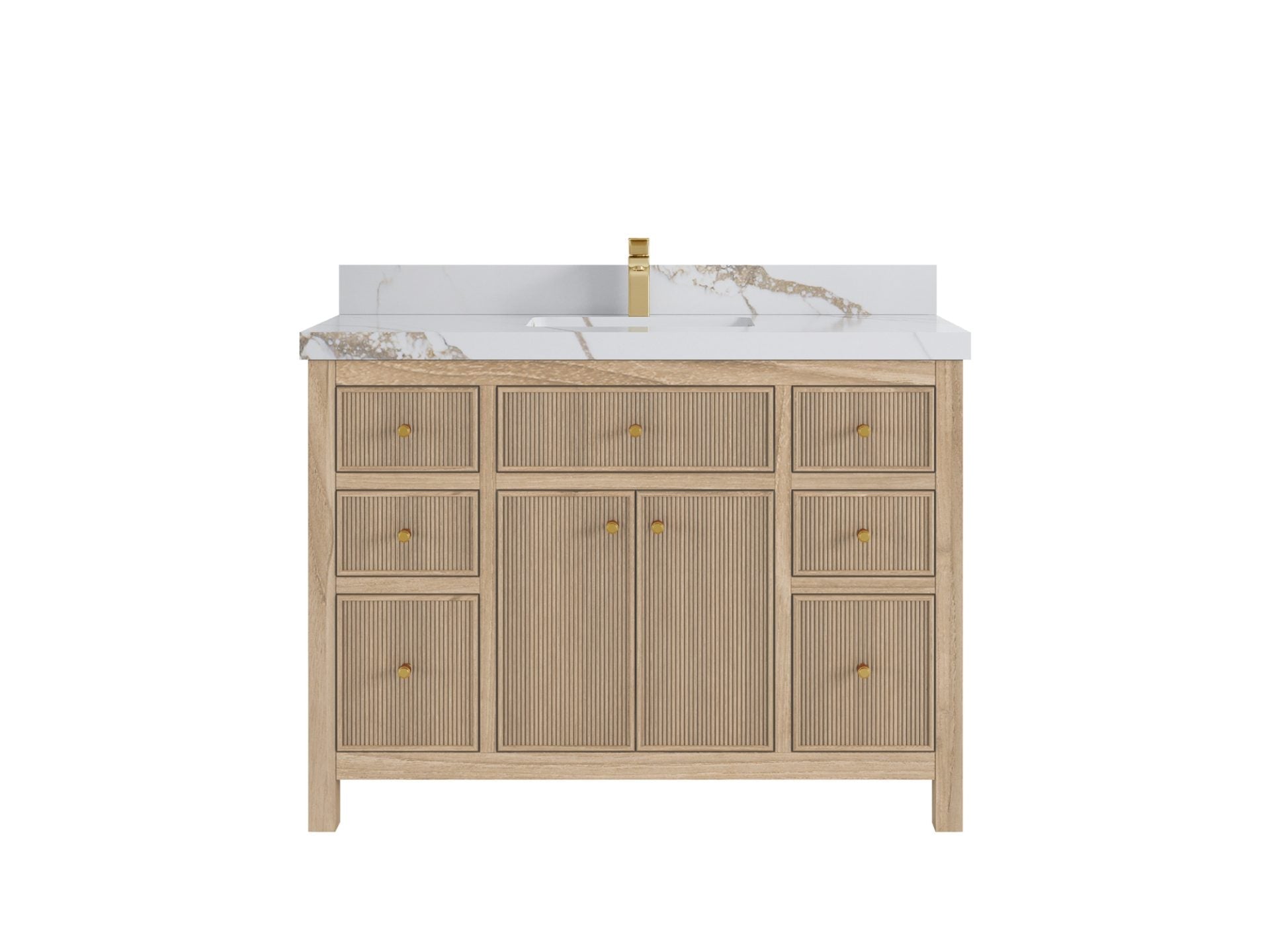 Sonoma Reeded Teak Wood 48 in. W x 22 in. D Single Sink Bathroom Vanity