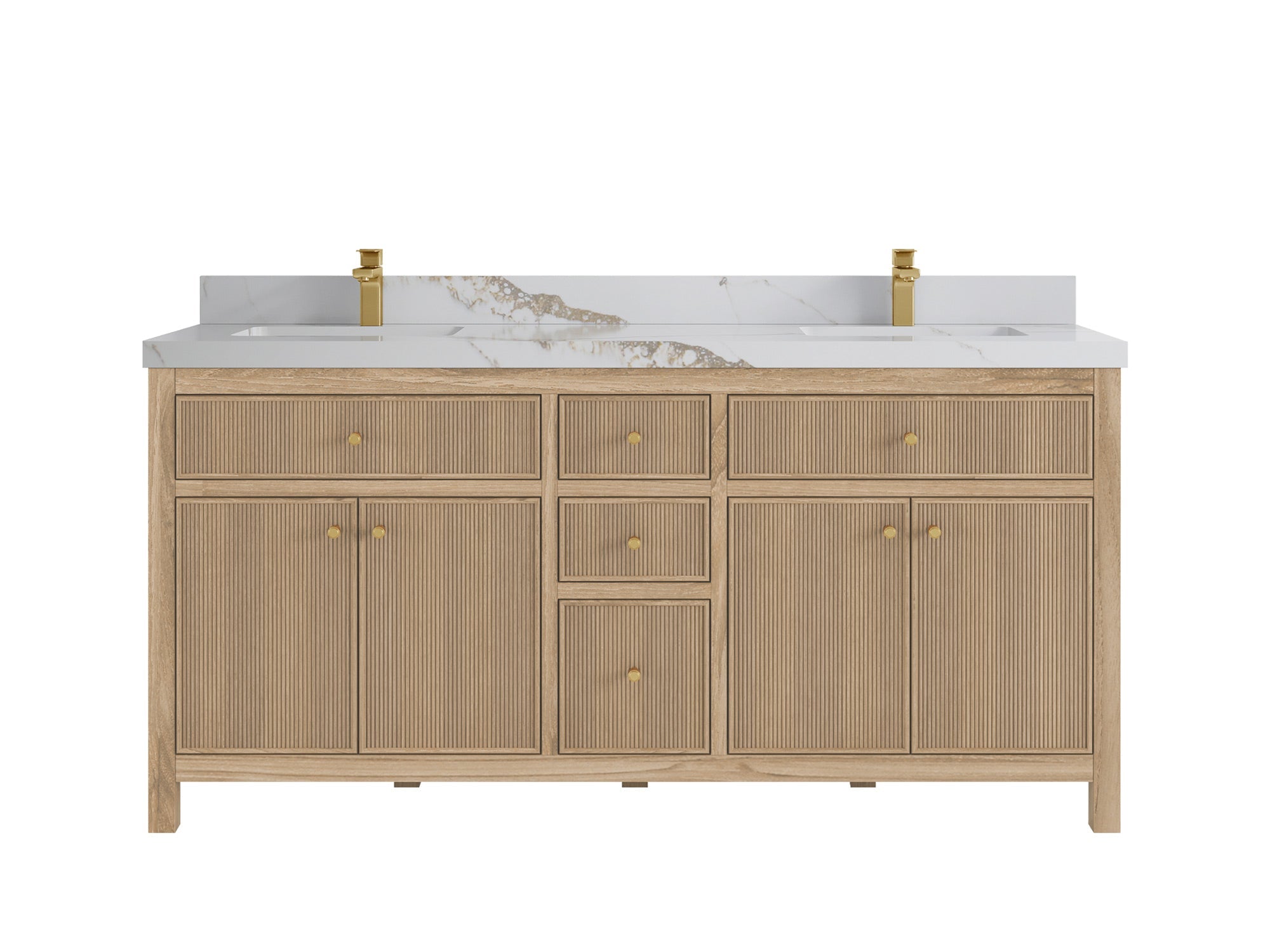 Sonoma Reeded Teak Wood 72 in. W x 22 in. D Double Sink Bathroom Vanity