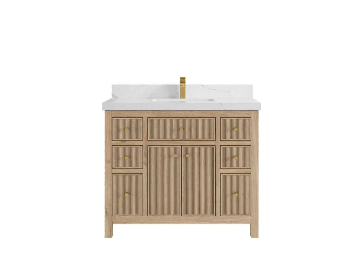 Sonoma Reeded Teak Wood 42 in. W x 22 in. D Single Sink Bathroom Vanity