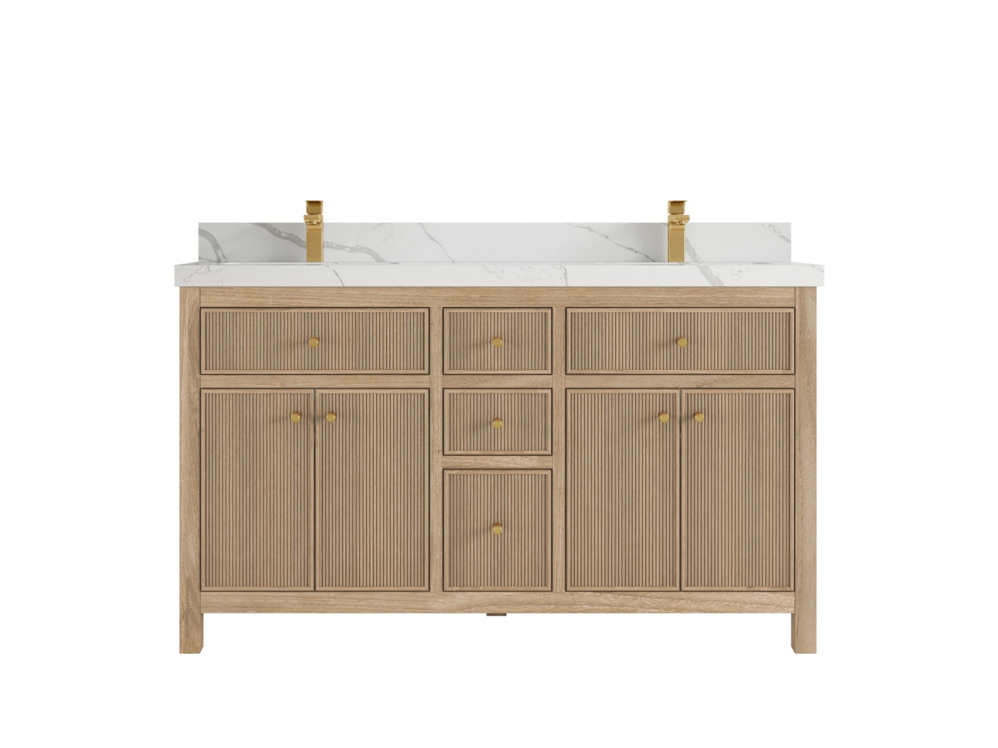 Sonoma Reeded Teak Wood 60 in. W x 22 in. D Double Sink Bathroom Vanity