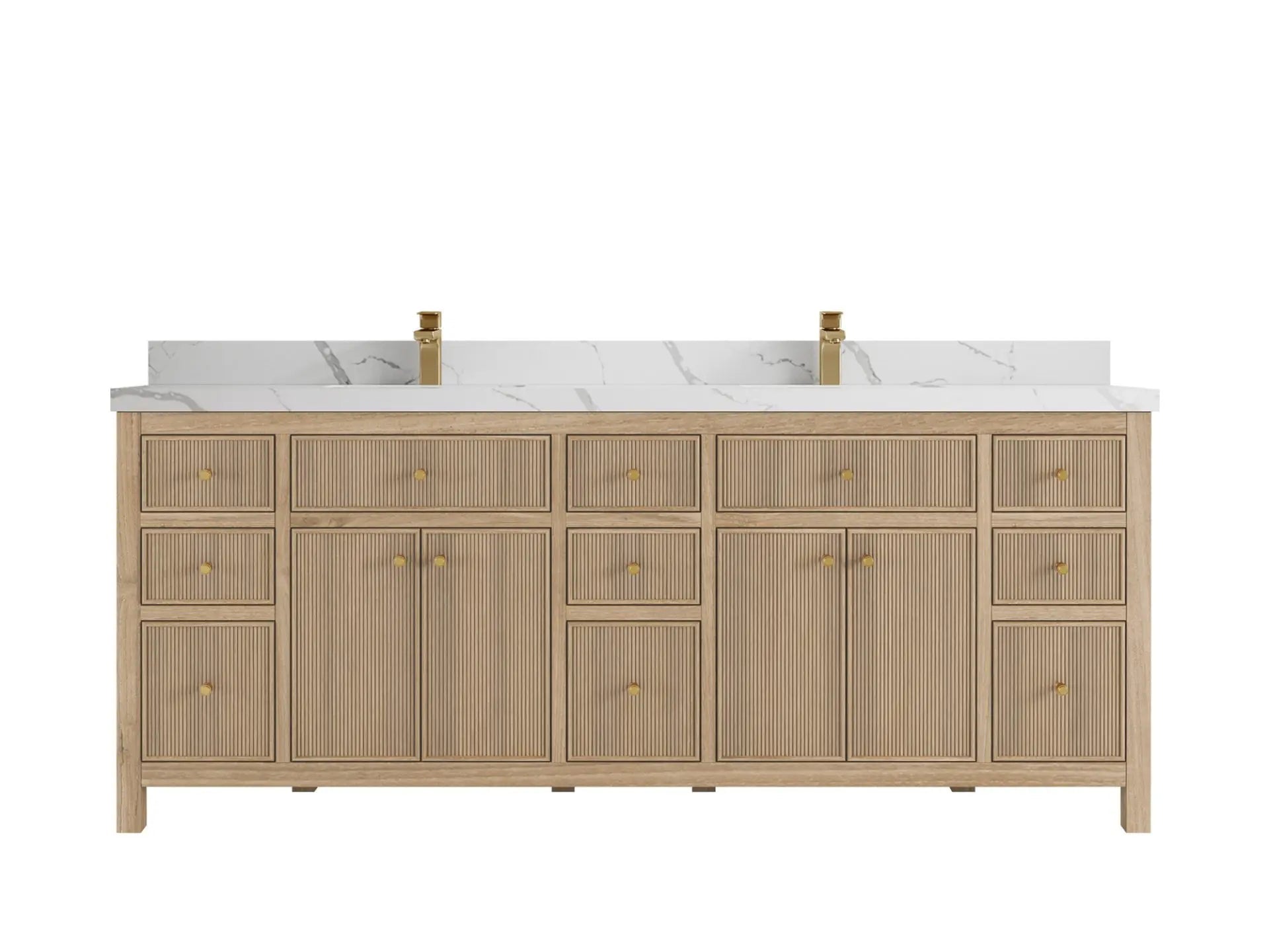 Sonoma Reeded Teak Wood 84 in. W x 22 in. D Double Sink Bathroom Vanity