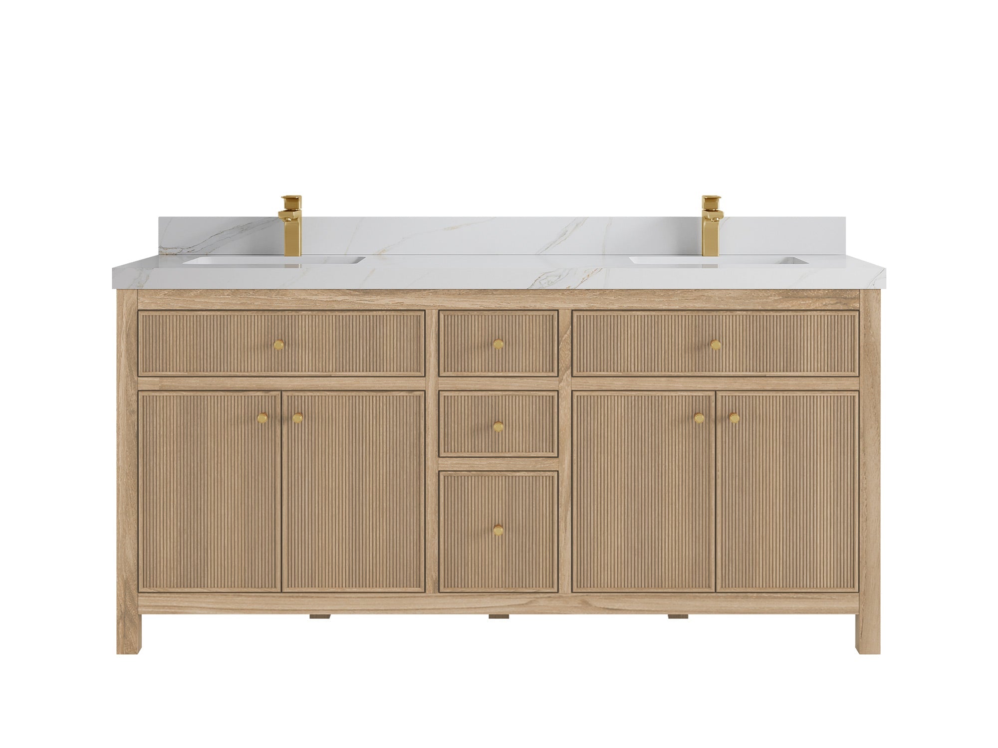 Sonoma Reeded Teak Wood 72 in. W x 22 in. D Double Sink Bathroom Vanity