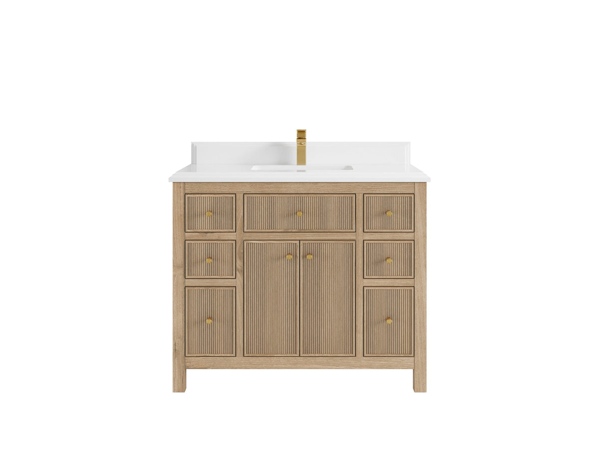 Sonoma Reeded Teak Wood 42 in. W x 22 in. D Single Sink Bathroom Vanity