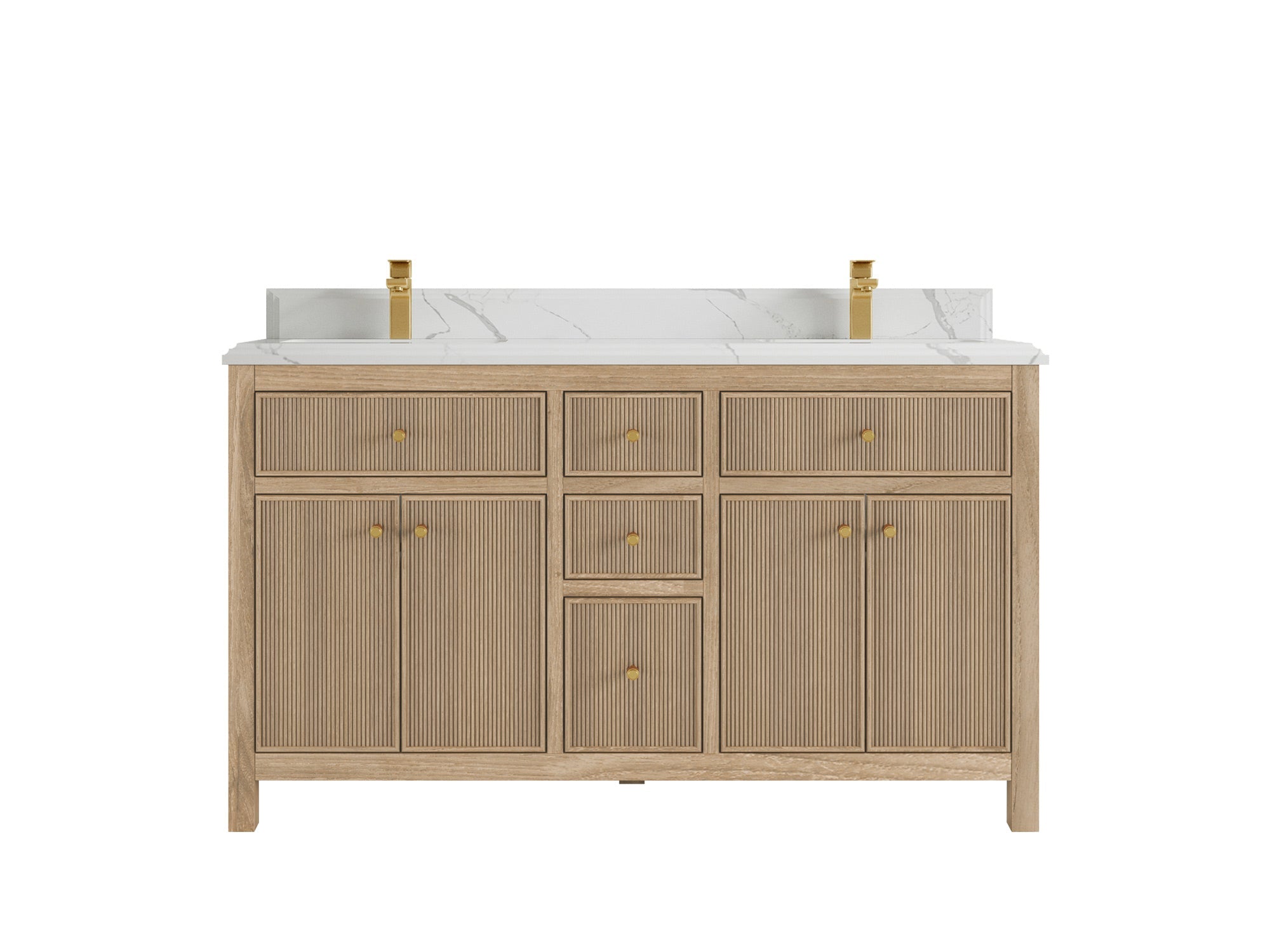Sonoma Reeded Teak Wood 60 in. W x 22 in. D Double Sink Bathroom Vanity