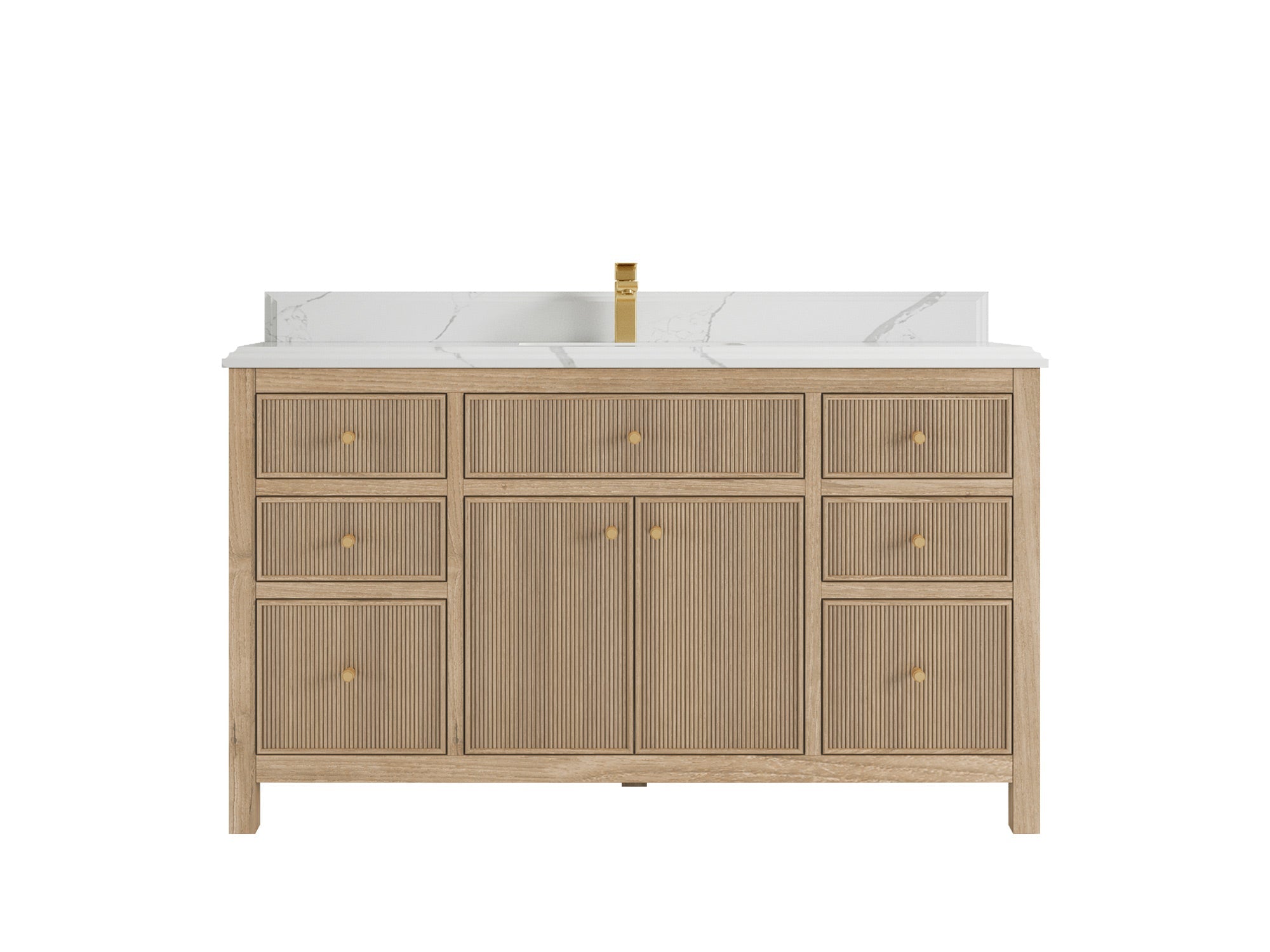 Sonoma Reeded Teak Wood 60 in. W x 22 in. D Single Sink Bathroom Vanity