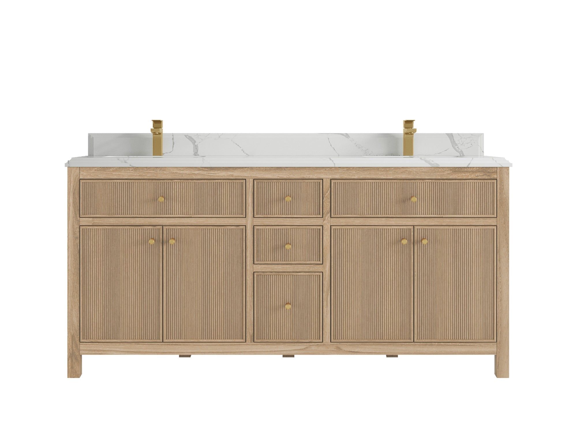 Sonoma Reeded Teak Wood 72 in. W x 22 in. D Double Sink Bathroom Vanity