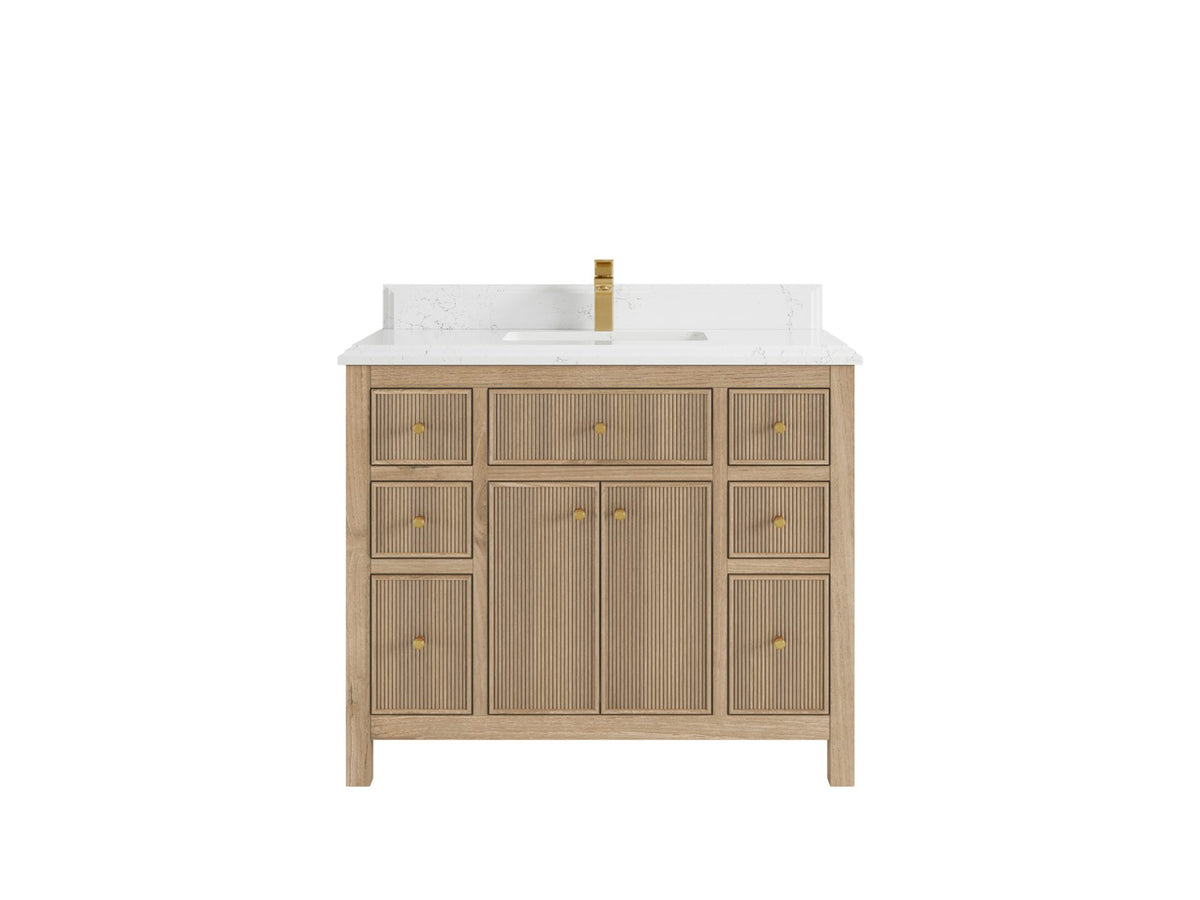 Sonoma Reeded Teak Wood 42 in. W x 22 in. D Single Sink Bathroom Vanity