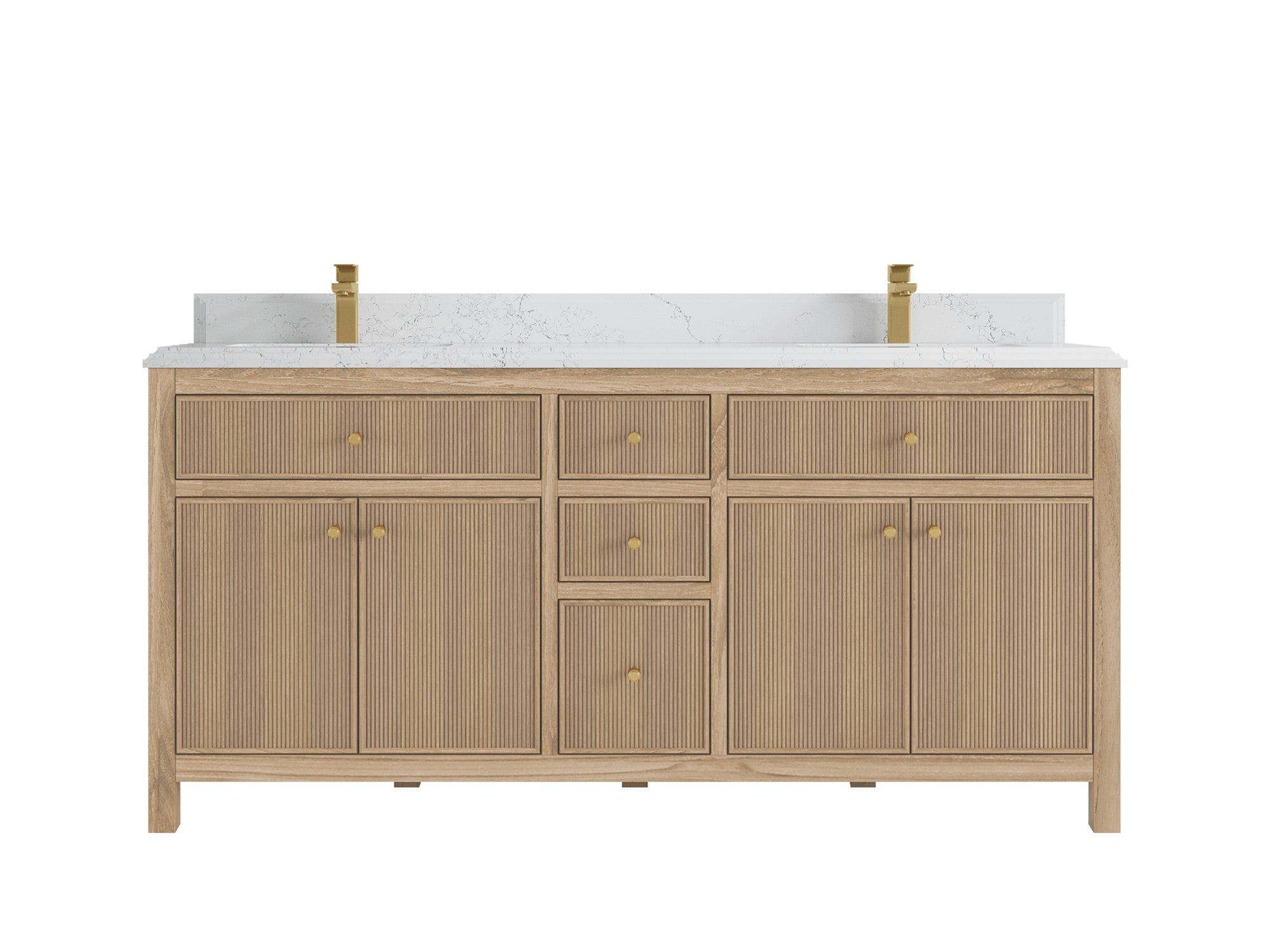 Sonoma Reeded Teak Wood 72 in. W x 22 in. D Double Sink Bathroom Vanity