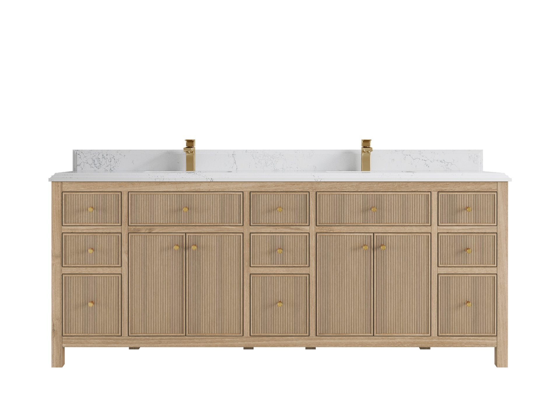 Sonoma Reeded Teak Wood 84 in. W x 22 in. D Double Sink Bathroom Vanity