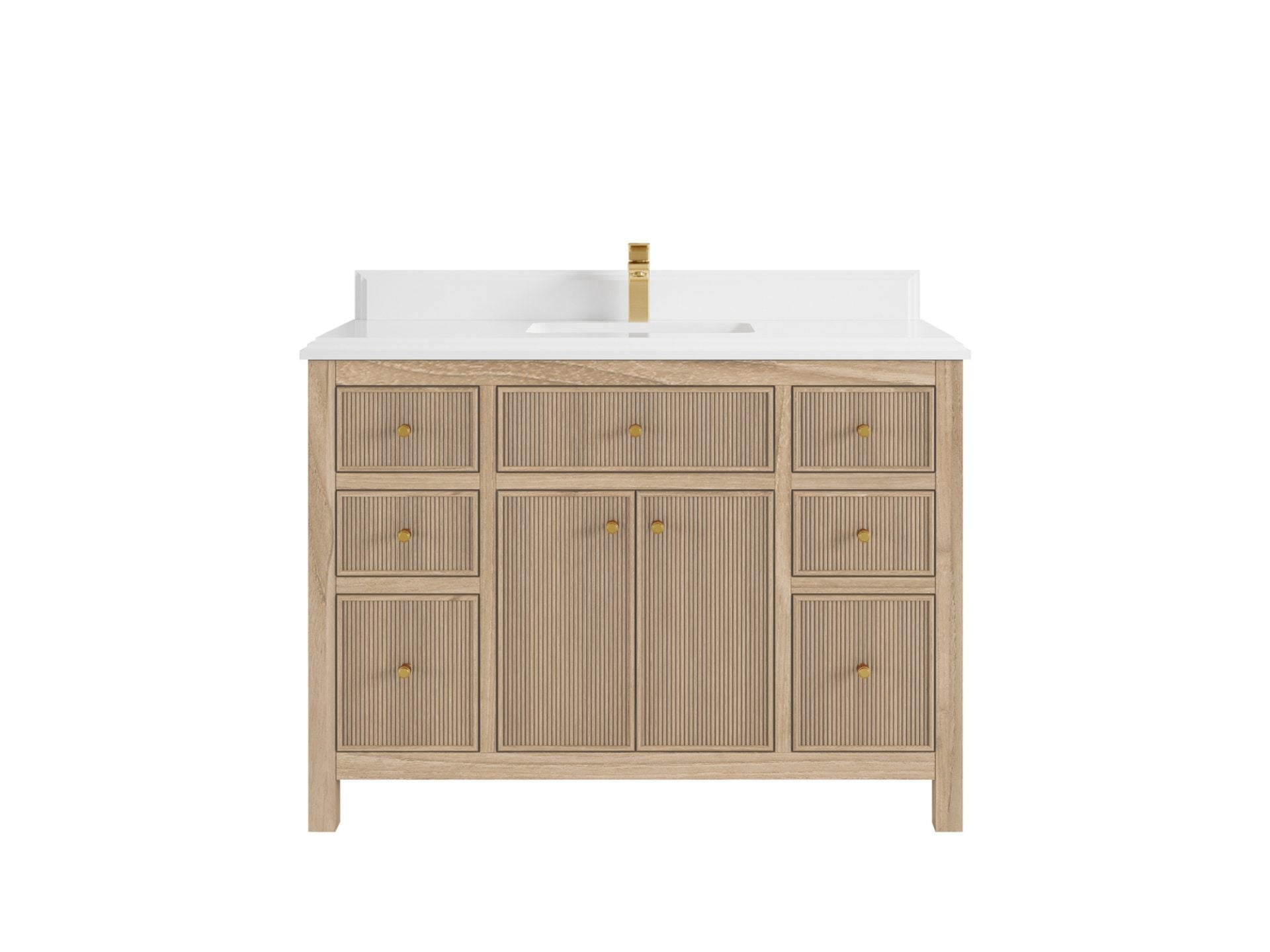 Sonoma Reeded Teak Wood 48 in. W x 22 in. D Single Sink Bathroom Vanity