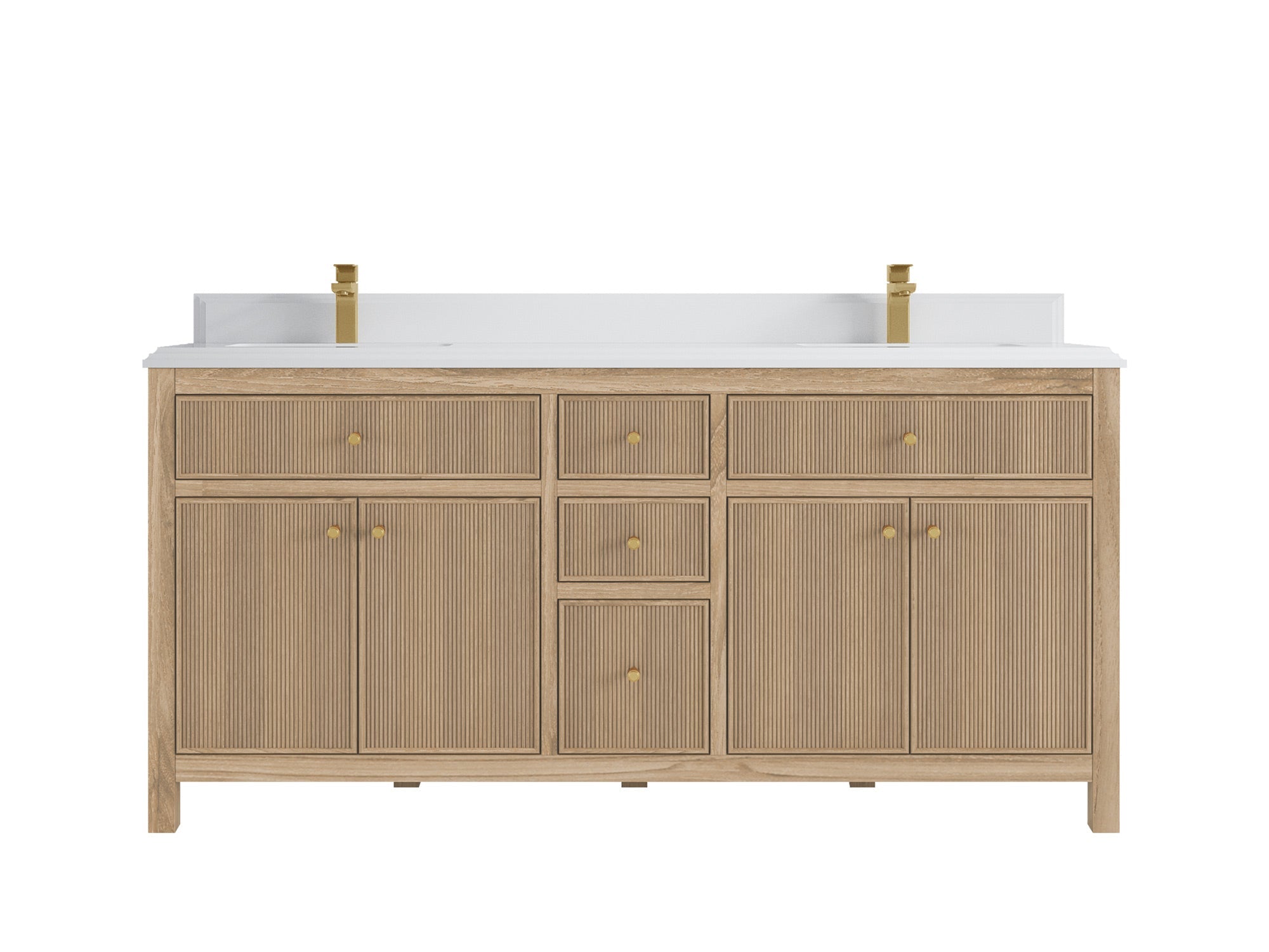 Sonoma Reeded Teak Wood 72 in. W x 22 in. D Double Sink Bathroom Vanity