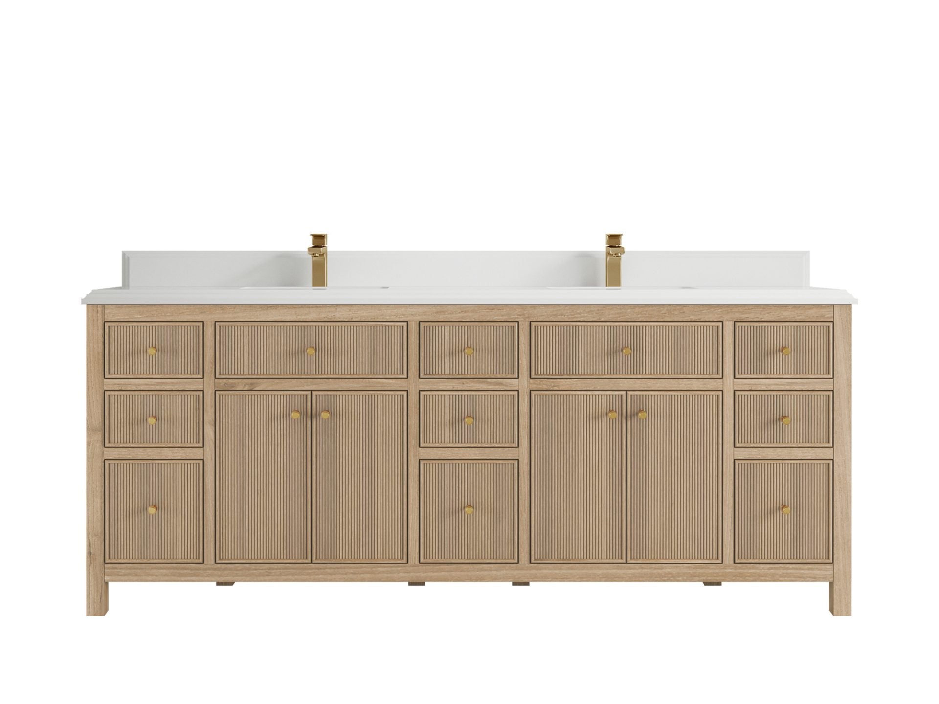 Sonoma Reeded Teak Wood 84 in. W x 22 in. D Double Sink Bathroom Vanity