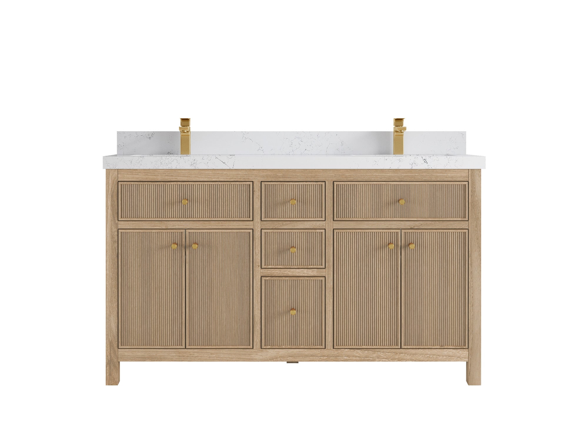 Sonoma Reeded Teak Wood 60 in. W x 22 in. D Double Sink Bathroom Vanity