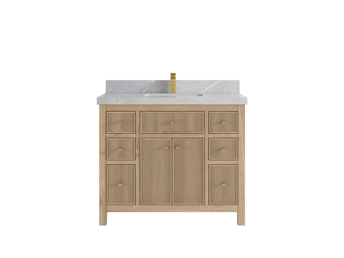 Sonoma Reeded Teak Wood 42 in. W x 22 in. D Single Sink Bathroom Vanity