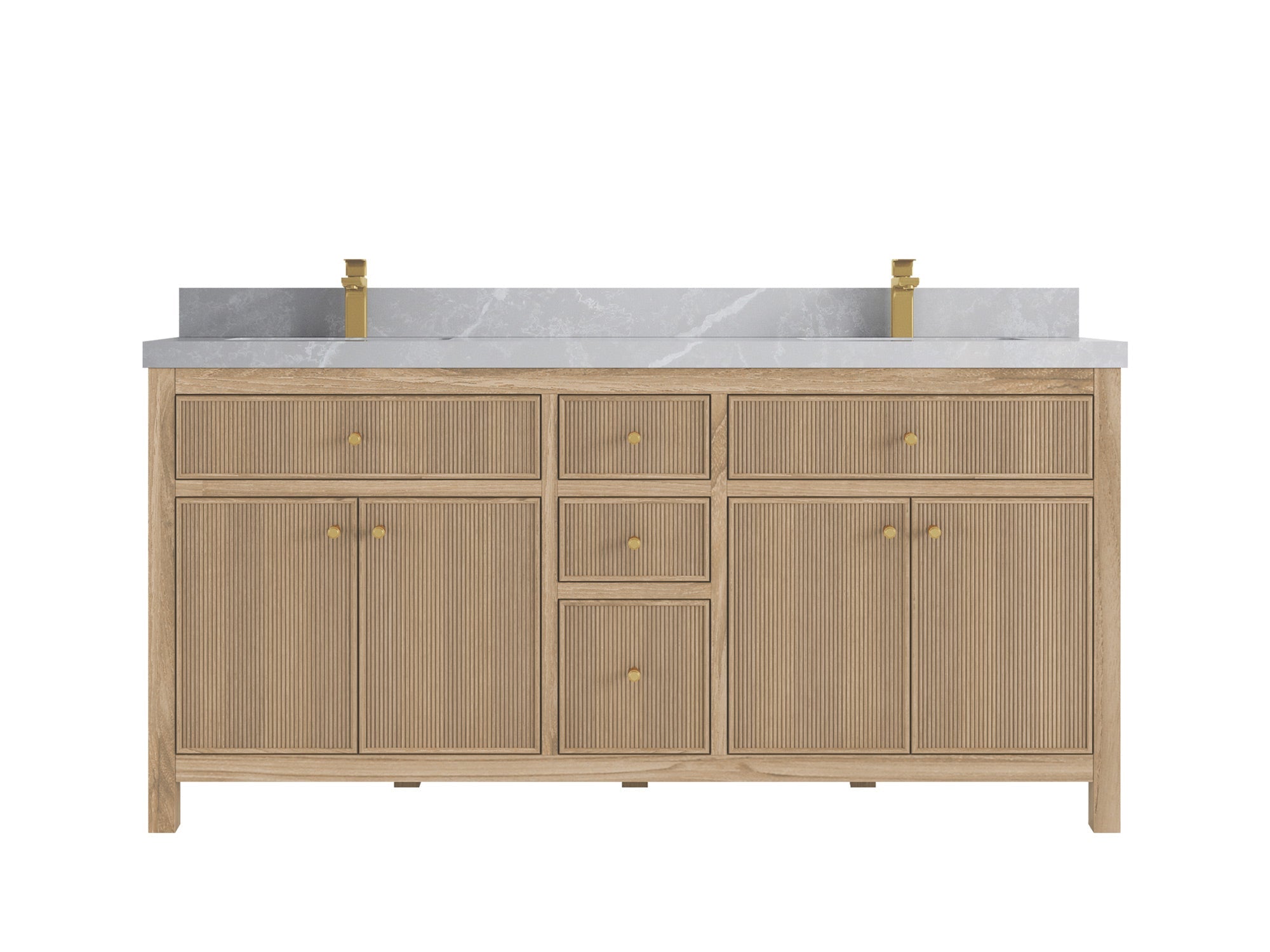 Sonoma Reeded Teak Wood 72 in. W x 22 in. D Double Sink Bathroom Vanity