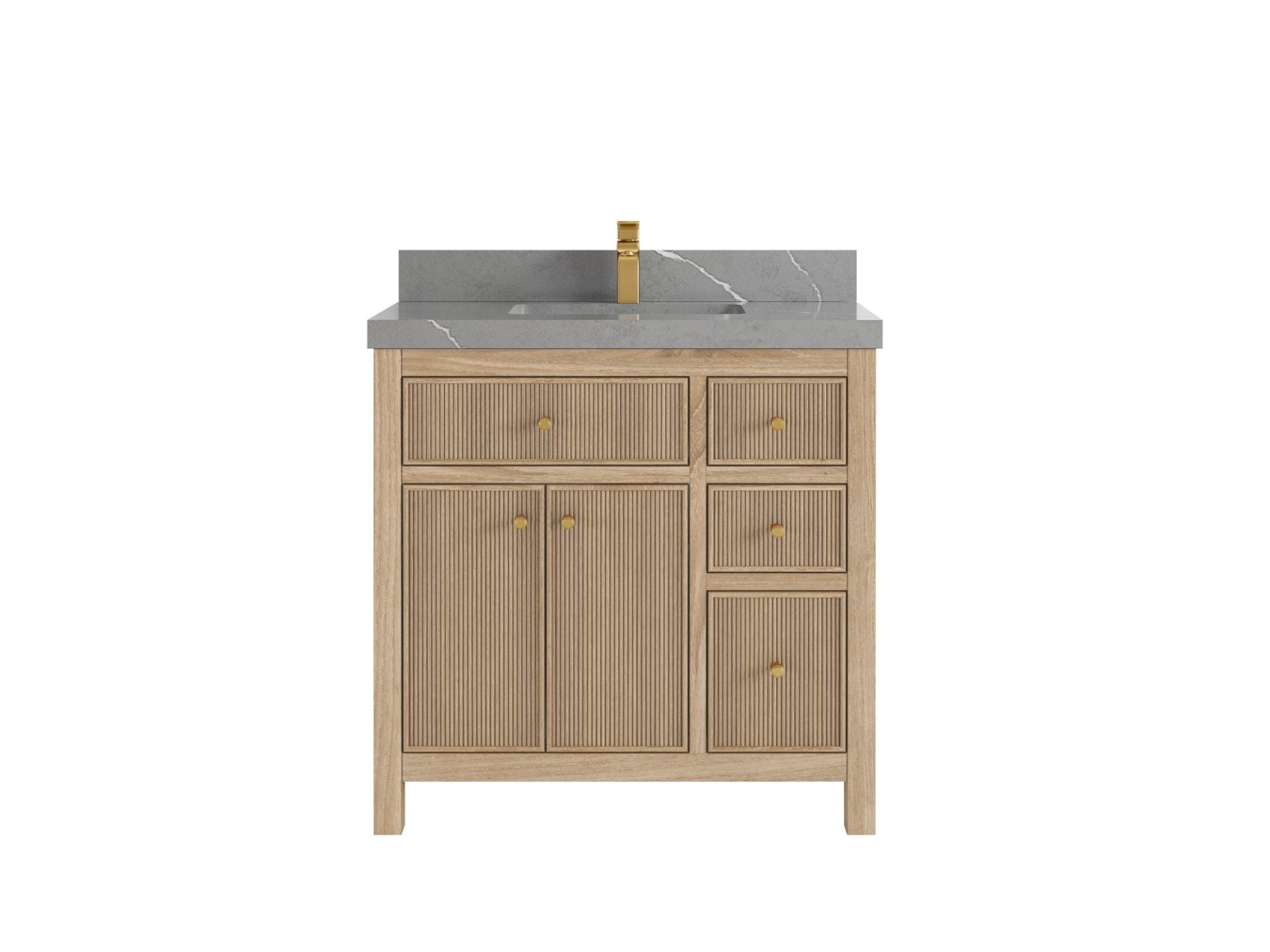 Sonoma Reeded Teak Wood 36 in. W x 22 in. D Center Sink Bathroom Vanity