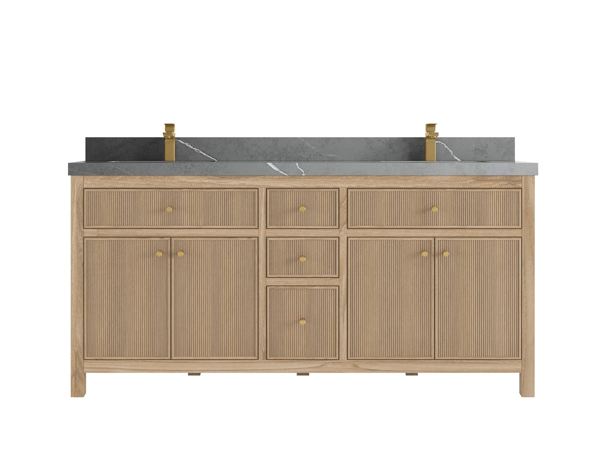 Sonoma Reeded Teak Wood 72 in. W x 22 in. D Double Sink Bathroom Vanity