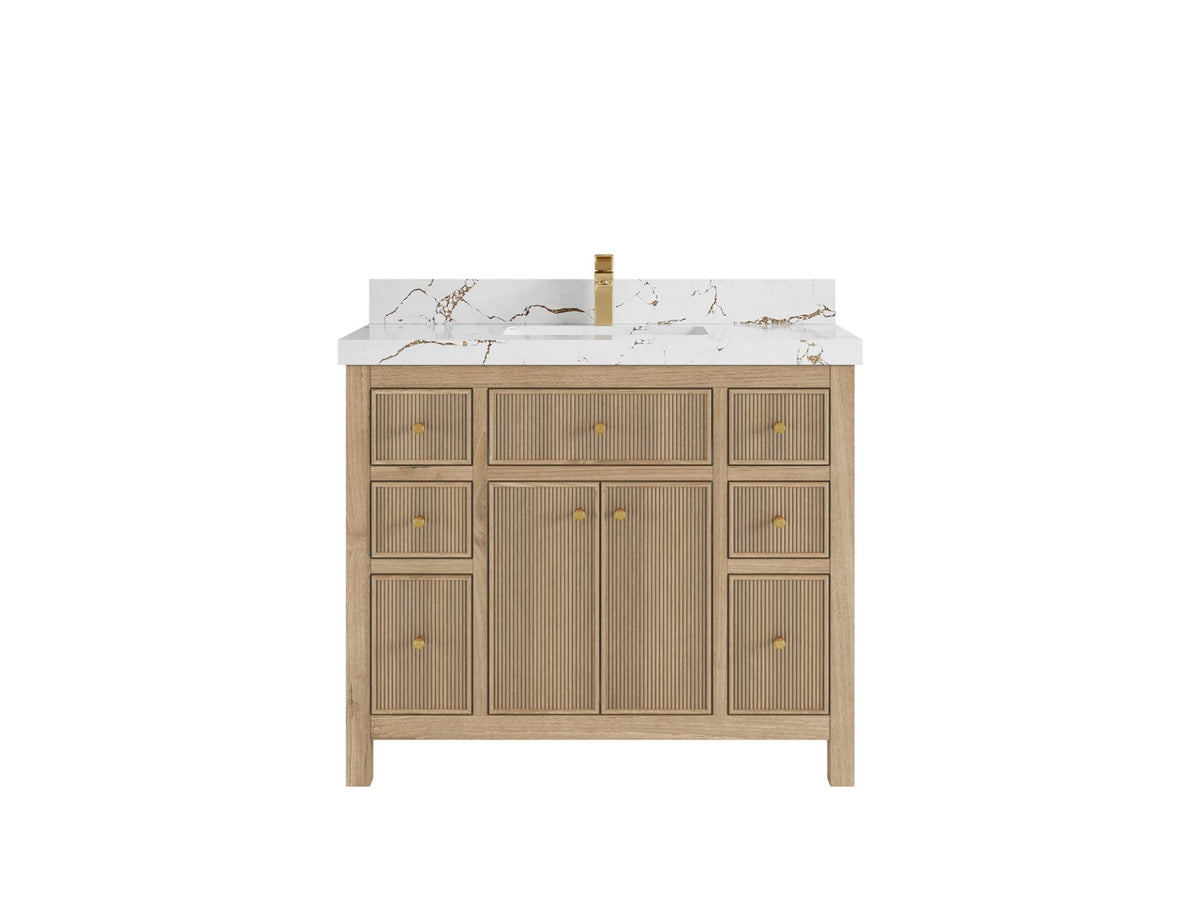 Sonoma Reeded Teak Wood 42 in. W x 22 in. D Single Sink Bathroom Vanity