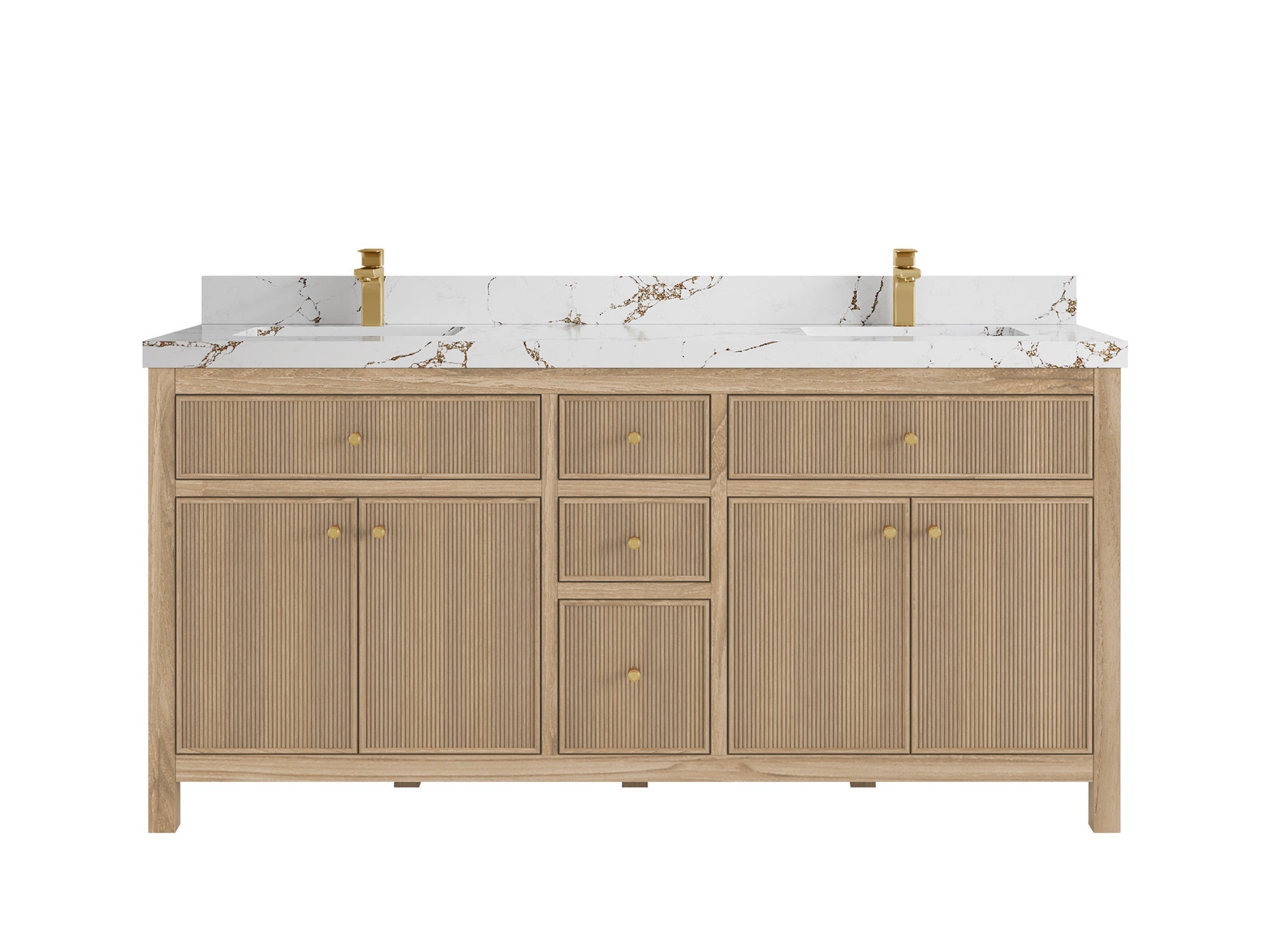 Sonoma Reeded Teak Wood 72 in. W x 22 in. D Double Sink Bathroom Vanity