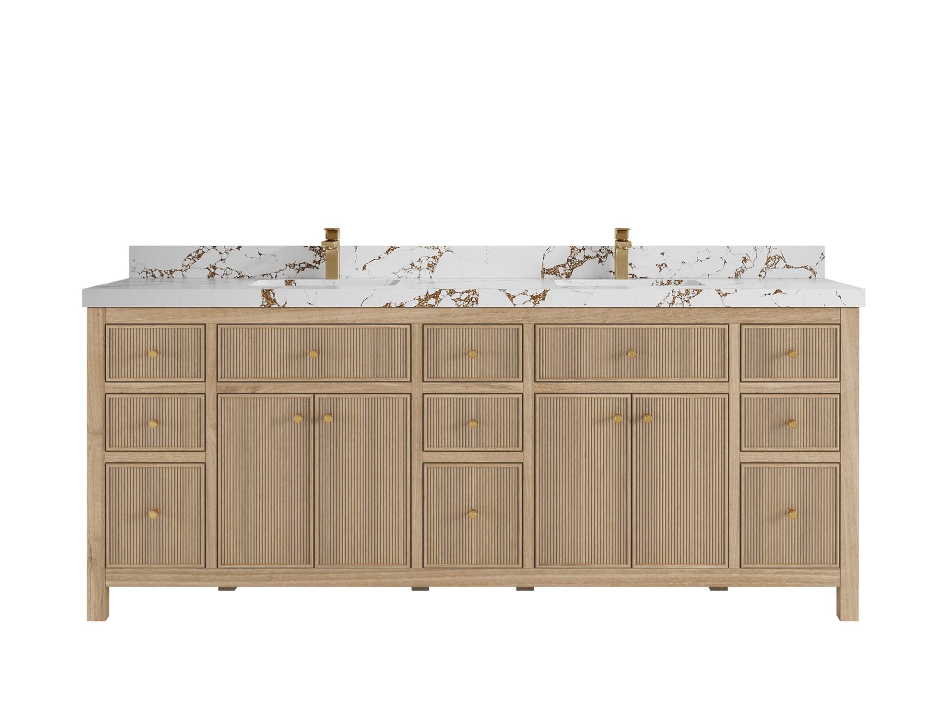 Sonoma Reeded Teak Wood 84 in. W x 22 in. D Double Sink Bathroom Vanity