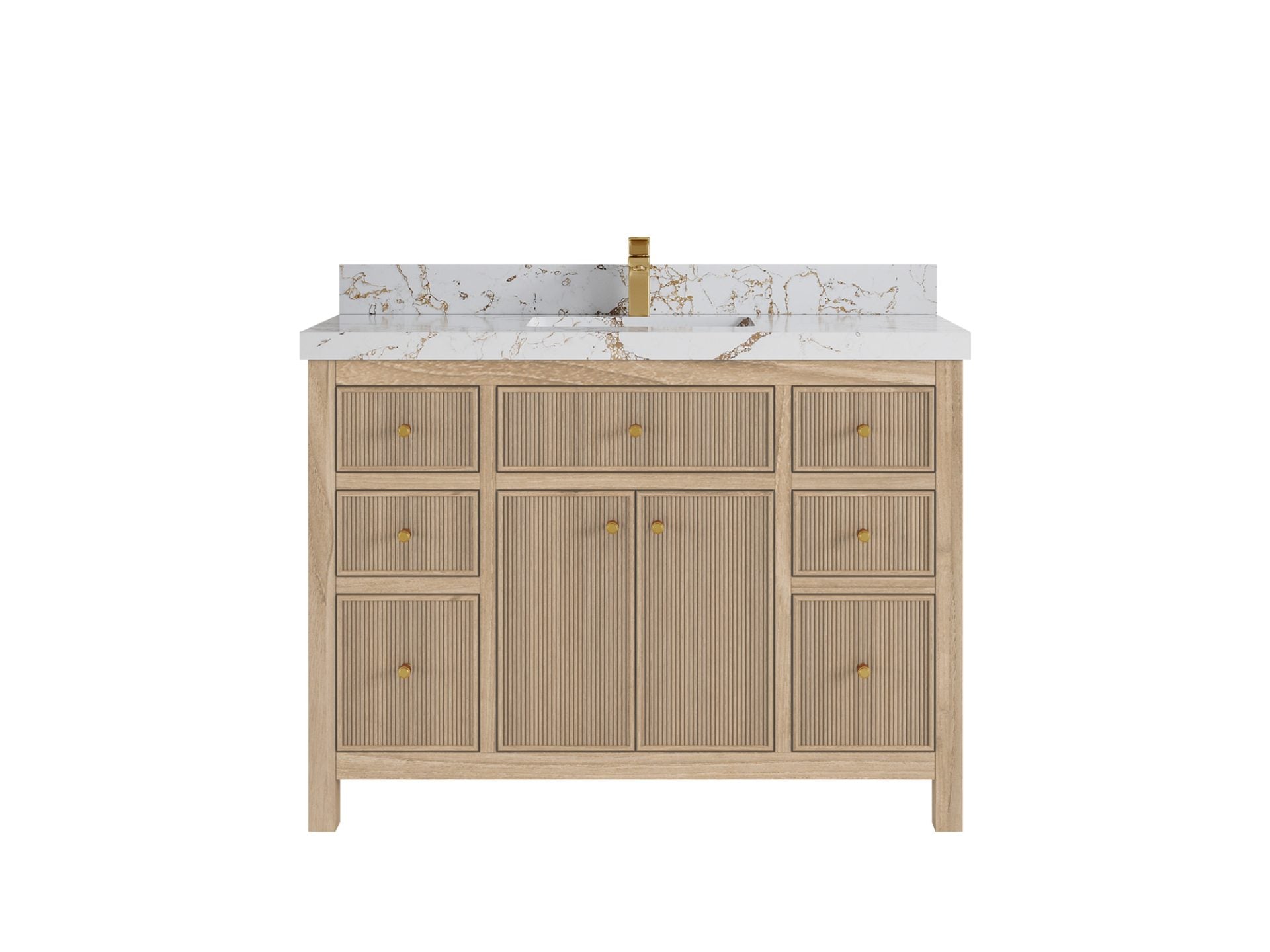 Sonoma Reeded Teak Wood 48 in. W x 22 in. D Single Sink Bathroom Vanity