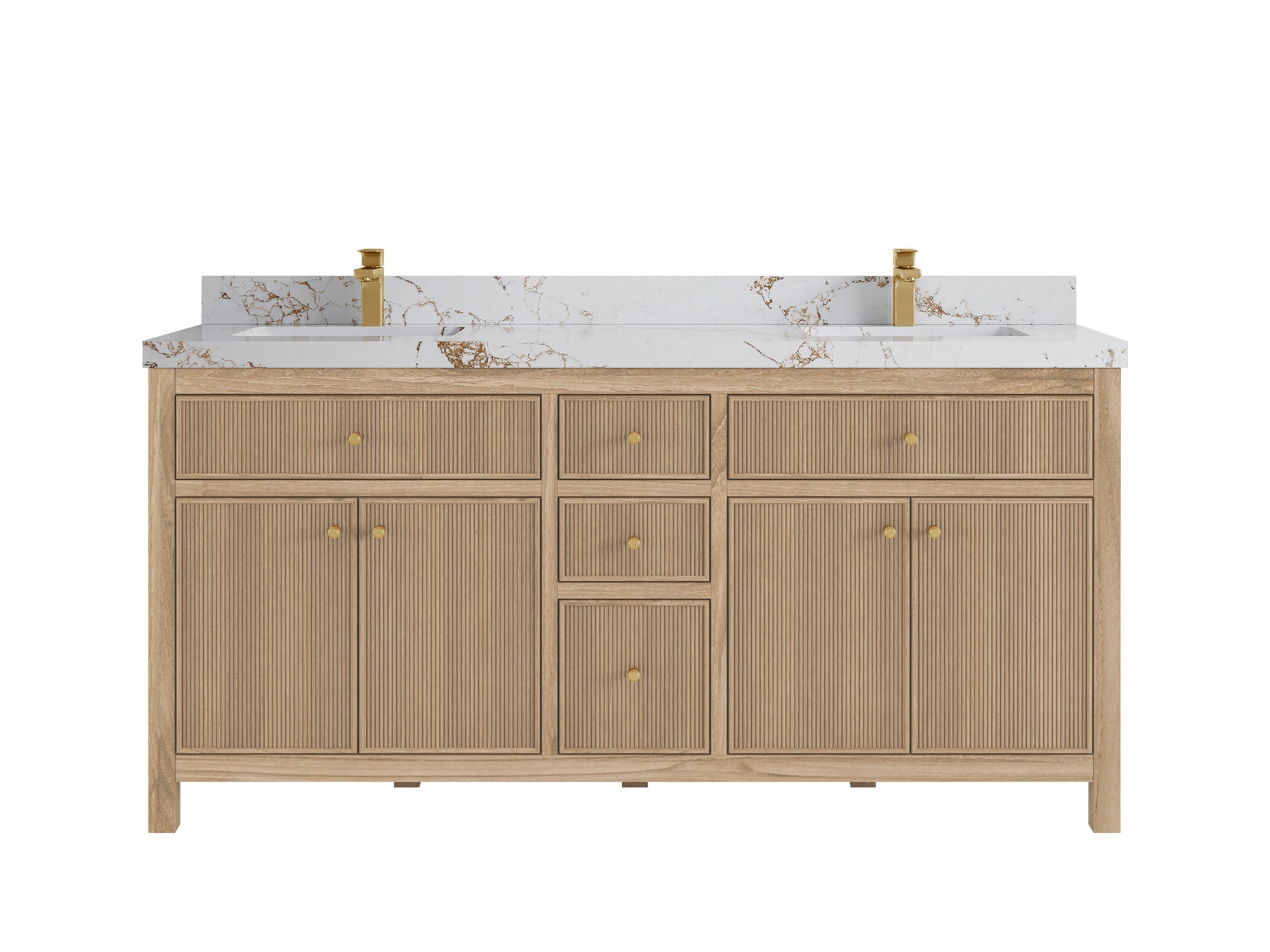 Sonoma Reeded Teak Wood 72 in. W x 22 in. D Double Sink Bathroom Vanity