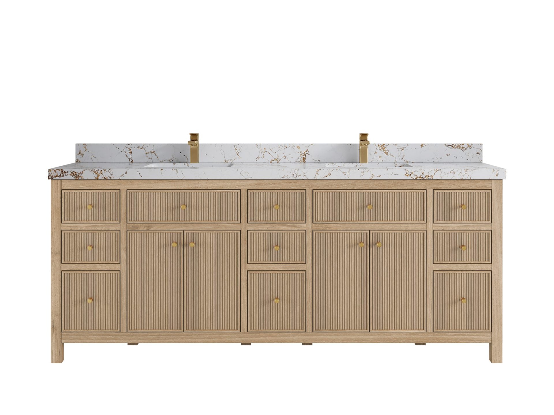 Sonoma Reeded Teak Wood 84 in. W x 22 in. D Double Sink Bathroom Vanity