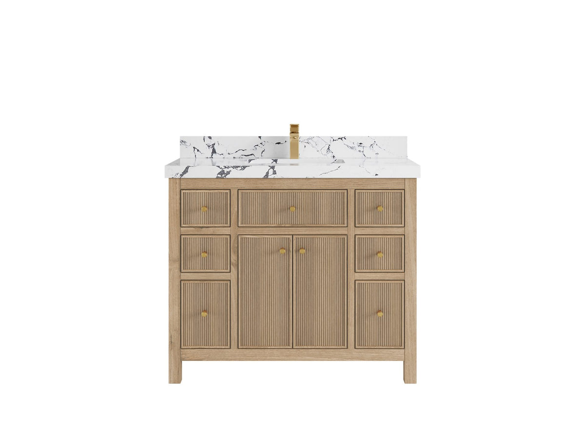 Sonoma Reeded Teak Wood 42 in. W x 22 in. D Single Sink Bathroom Vanity