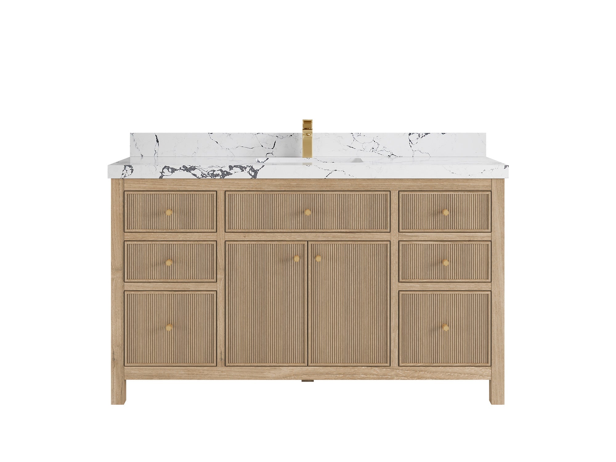 Sonoma Reeded Teak Wood 60 in. W x 22 in. D Single Sink Bathroom Vanity